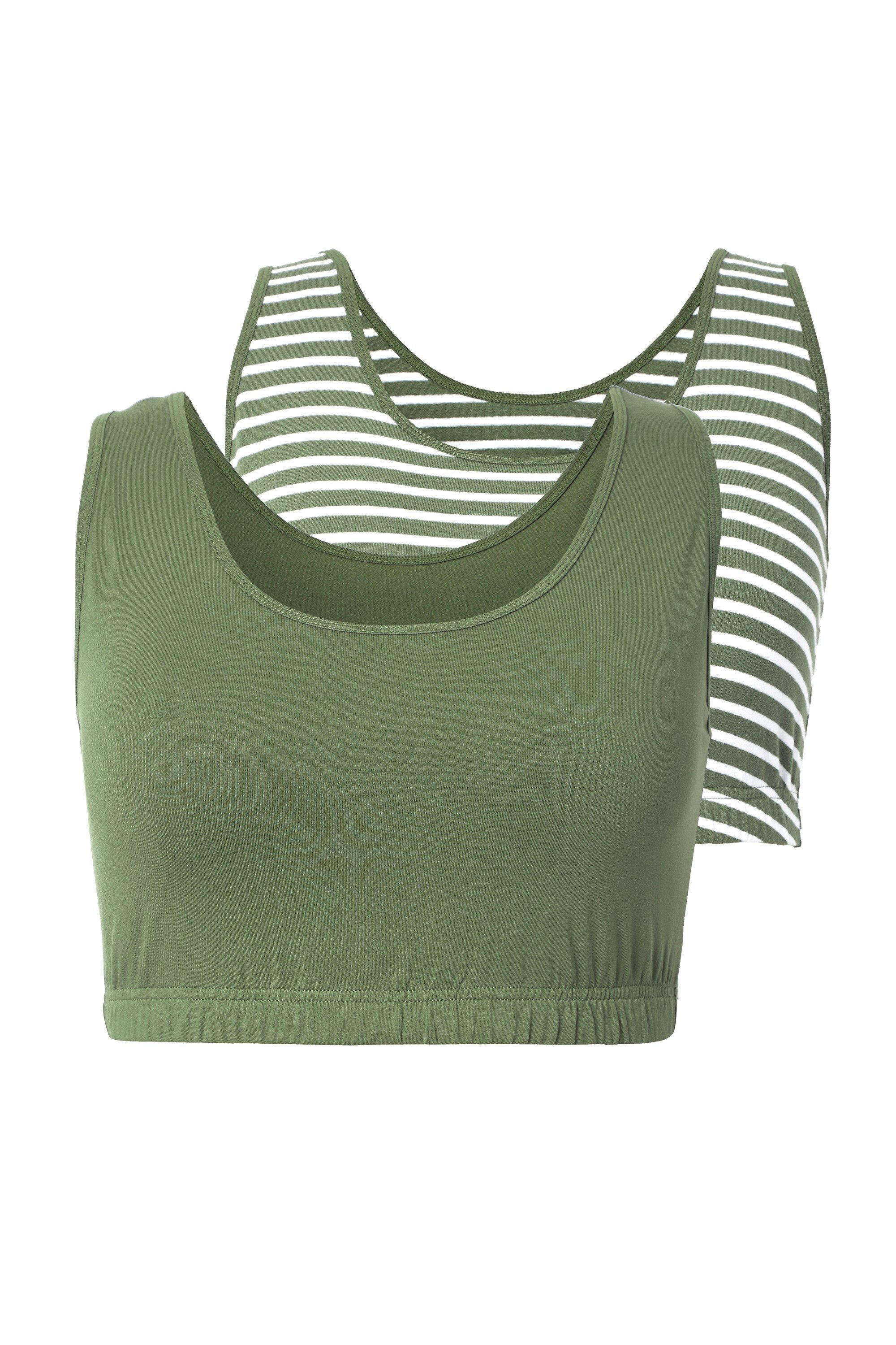 Ulla Popken Bustier Bustiers 2er-Pack Biobaumwolle Ringel/einfarbig