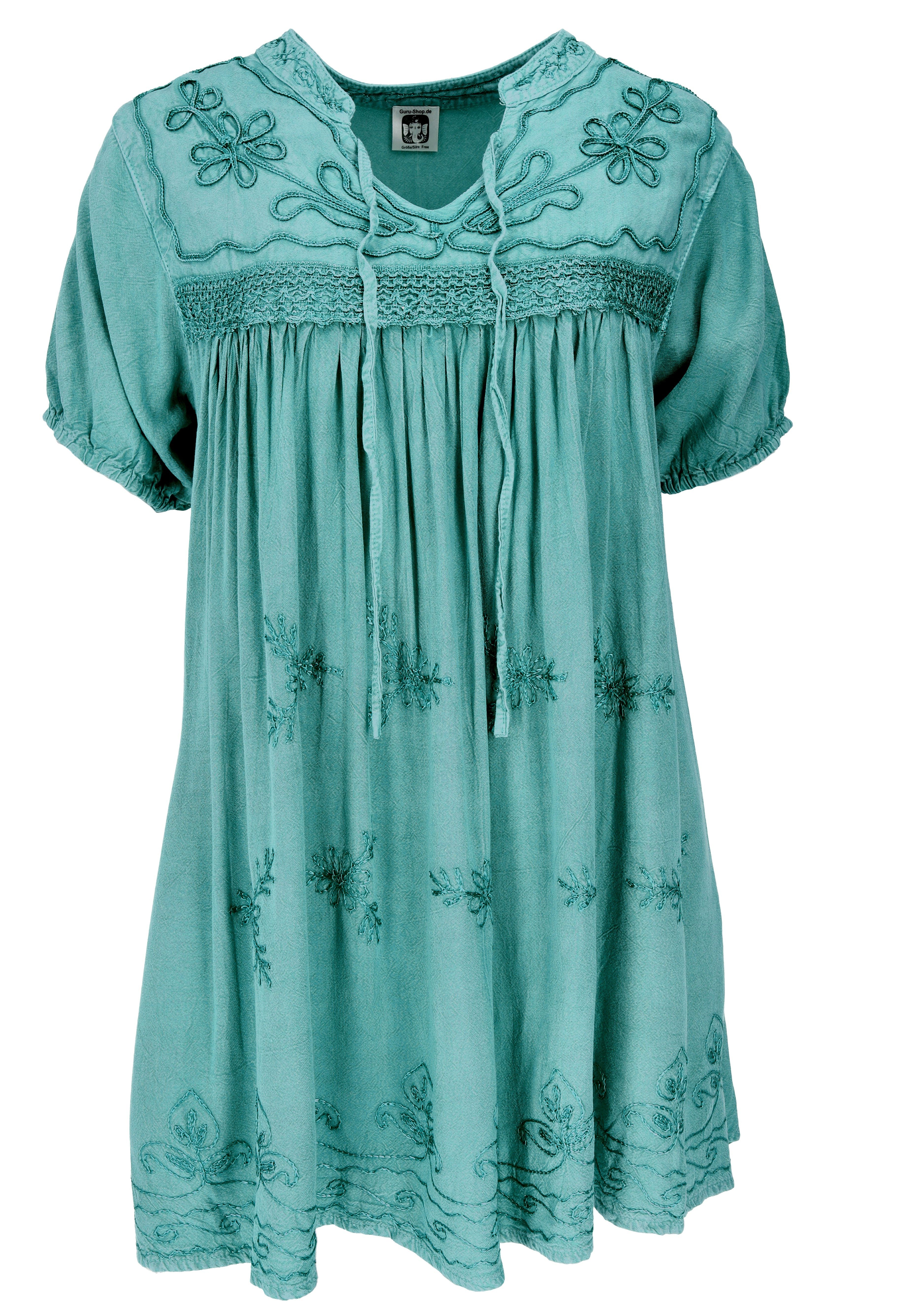 Guru-Shop Longbluse Bestickte indische Boho Bluse, sommerliche.. alternative Bekleidung