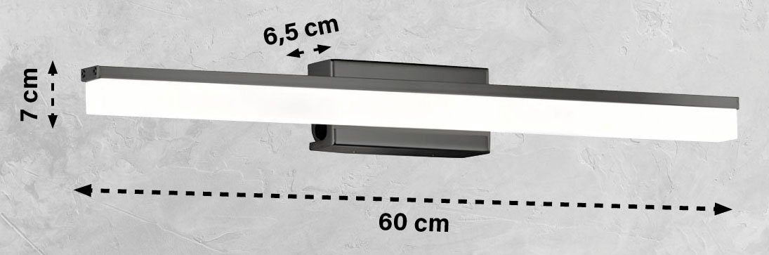 LED WOHNEN-Kollektion 1x fest Wide, 9,5 Watt,spritzwassergeschützt,mit Schalter LED integriert, SCHÖNER Wandleuchte