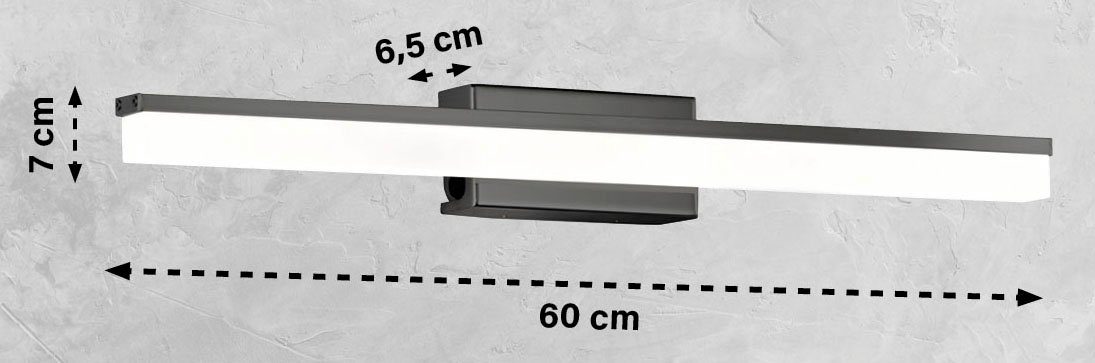 integriert, Watt,spritzwassergeschützt,mit 1x LED SCHÖNER Schalter Wandleuchte 9,5 fest Wide, LED WOHNEN-Kollektion