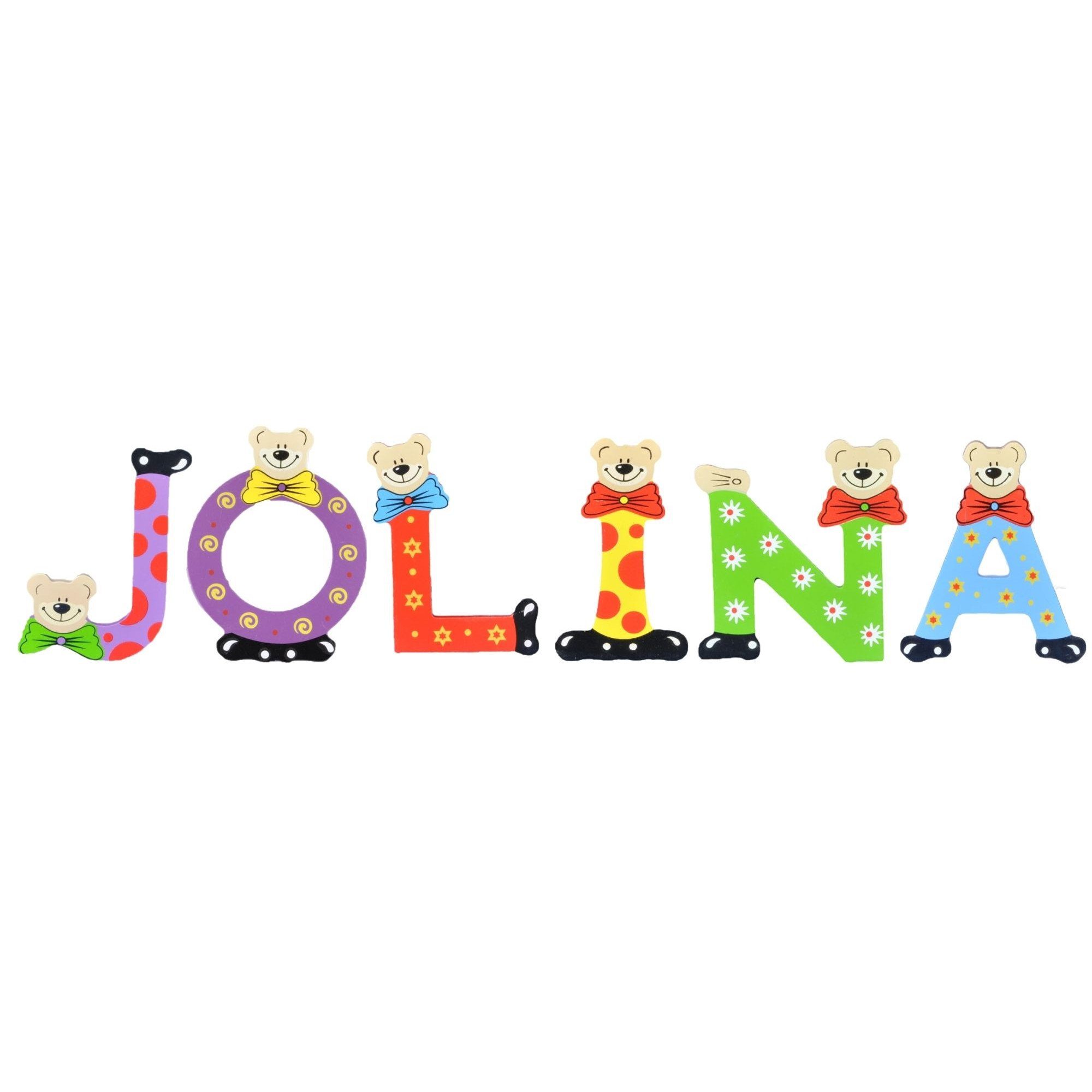 Kinder (Set, Deko-Buchstaben Playshoes 6 St), - sortiert Namen-Set, JOLINA Holz-Buchstaben