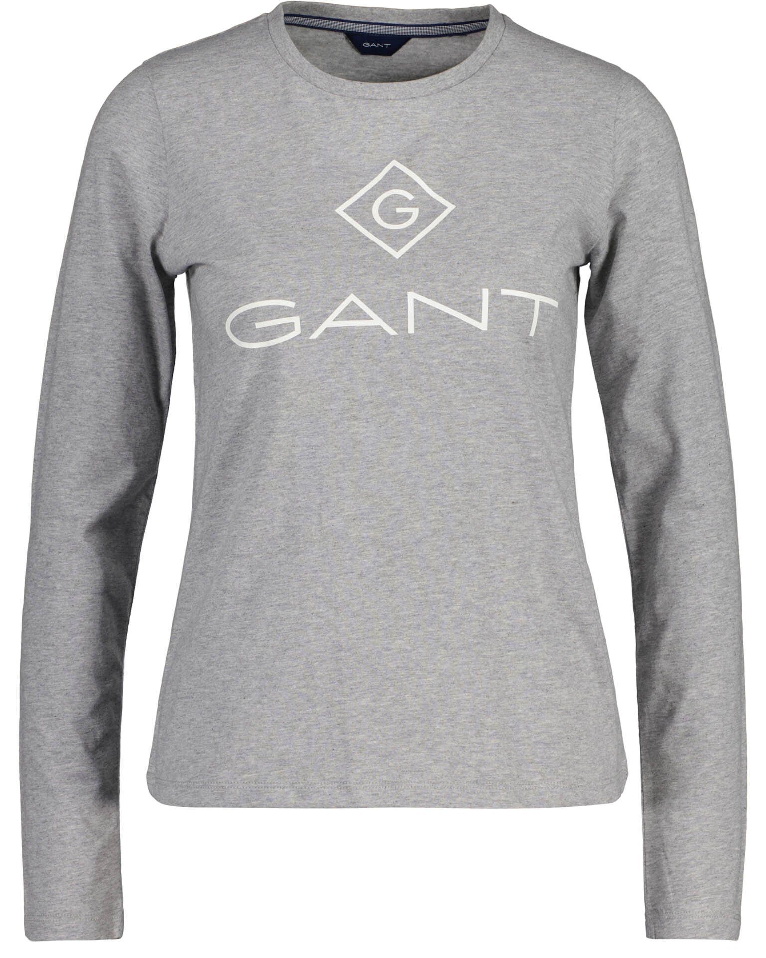 Gant T-Shirt Damen Longsleeve, - Grau UP, langarm T-Shirt LOCK