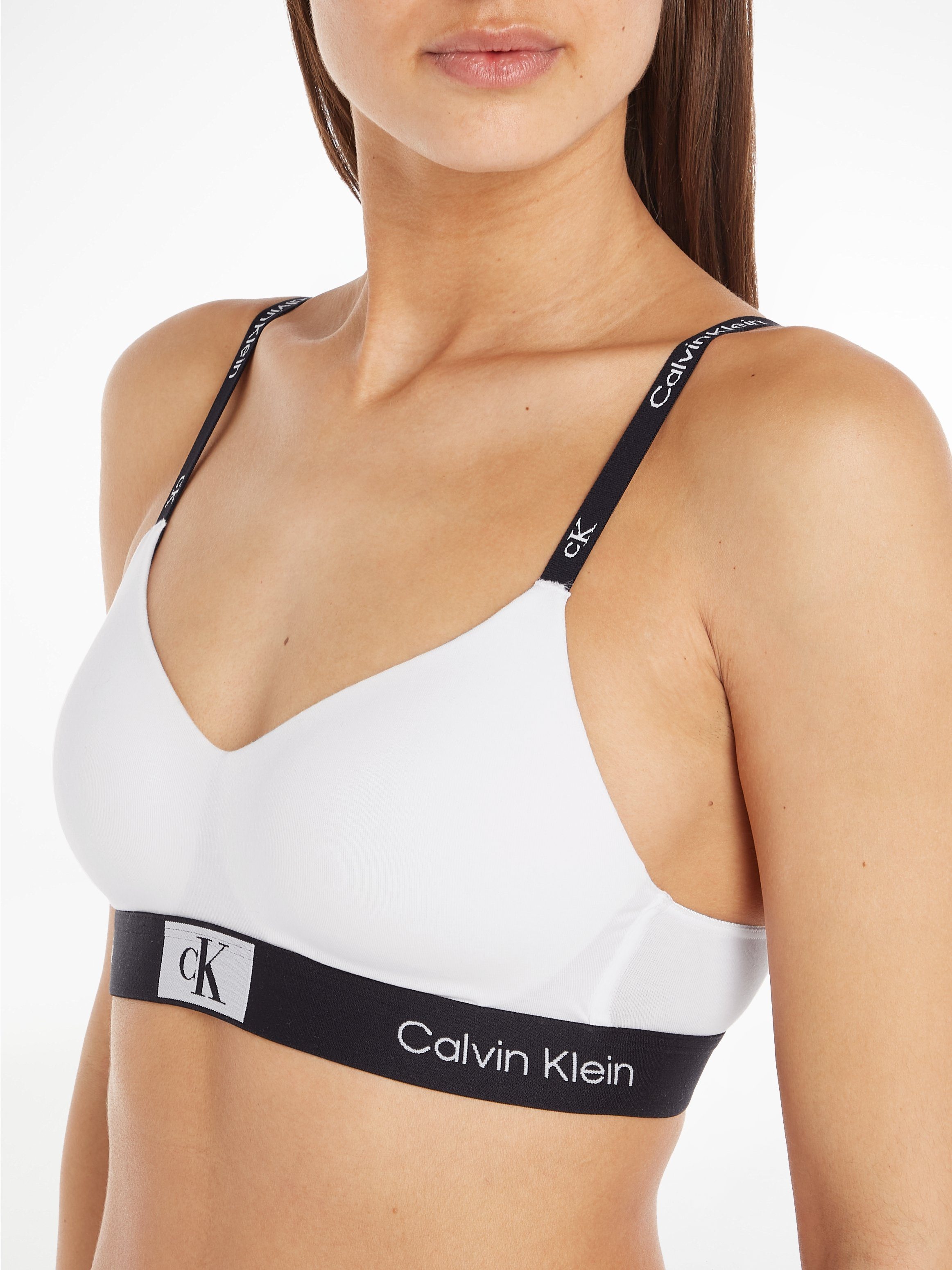 Klein Bralette-BH Underwear weiß klassischem mit Calvin CK-Logobund