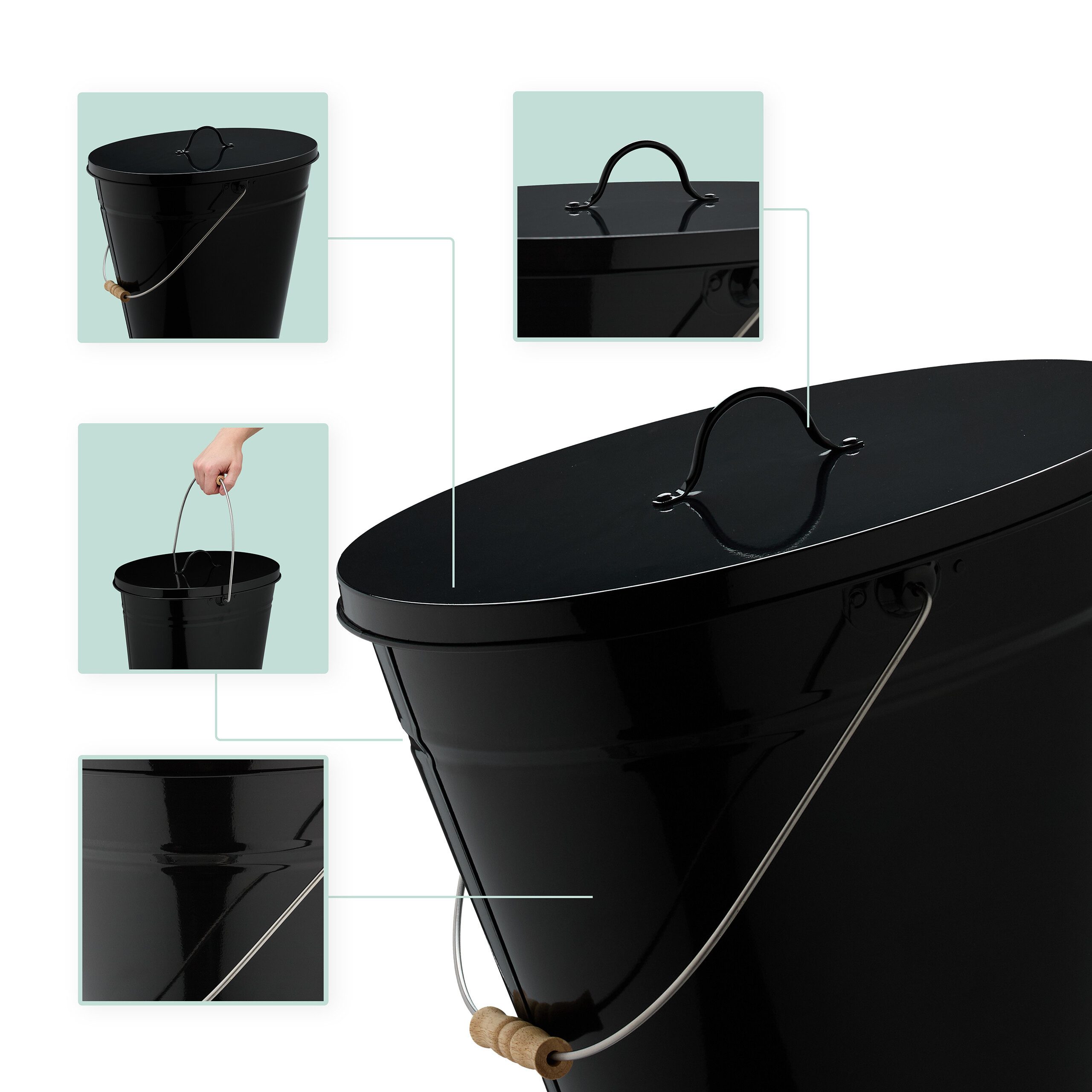 relaxdays Mülleimer Ascheeimer mit Deckel 12 Liter