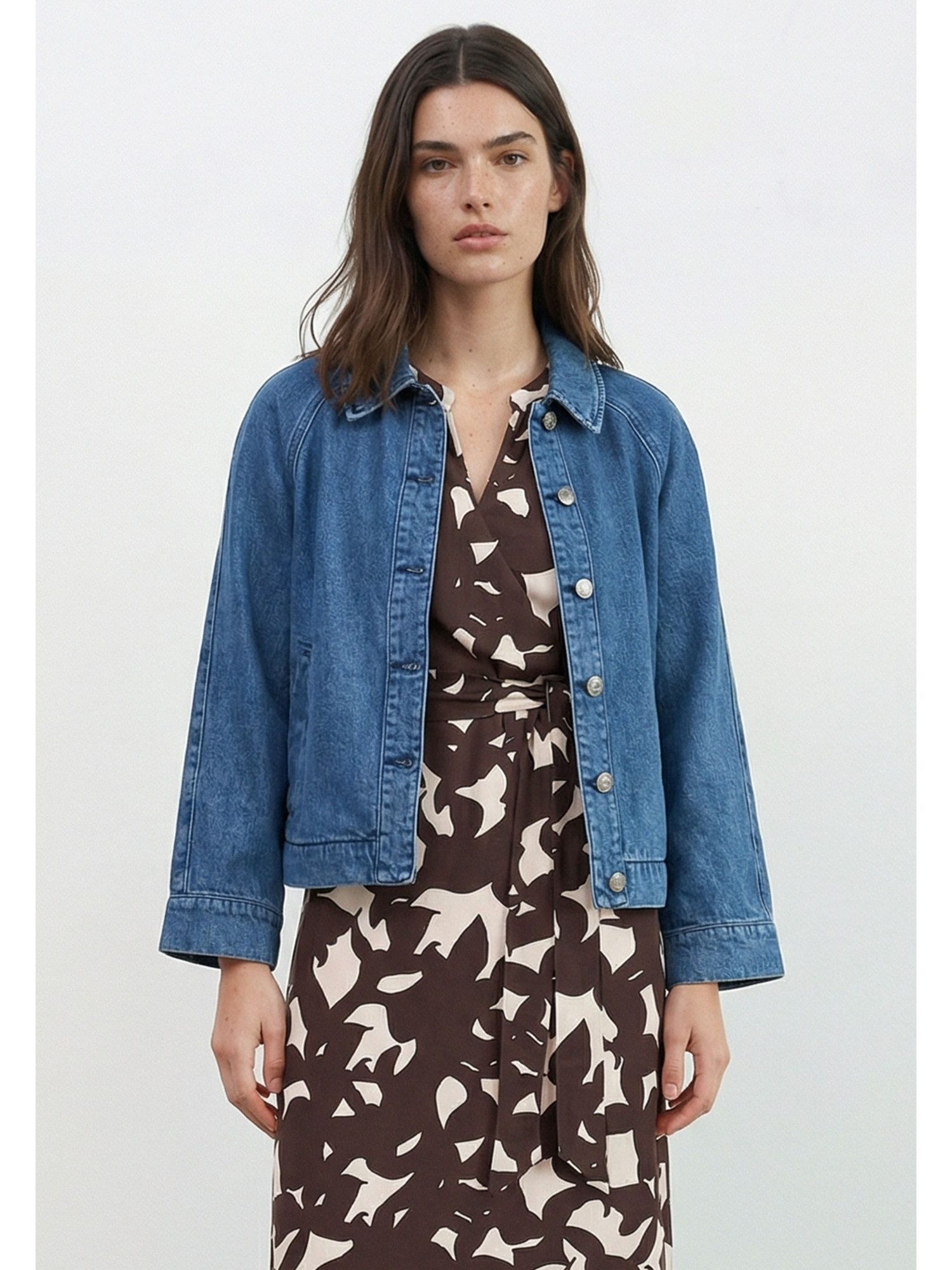 MORE&MORE Jeansjacke lässige, weite, kastige Jeansjacke