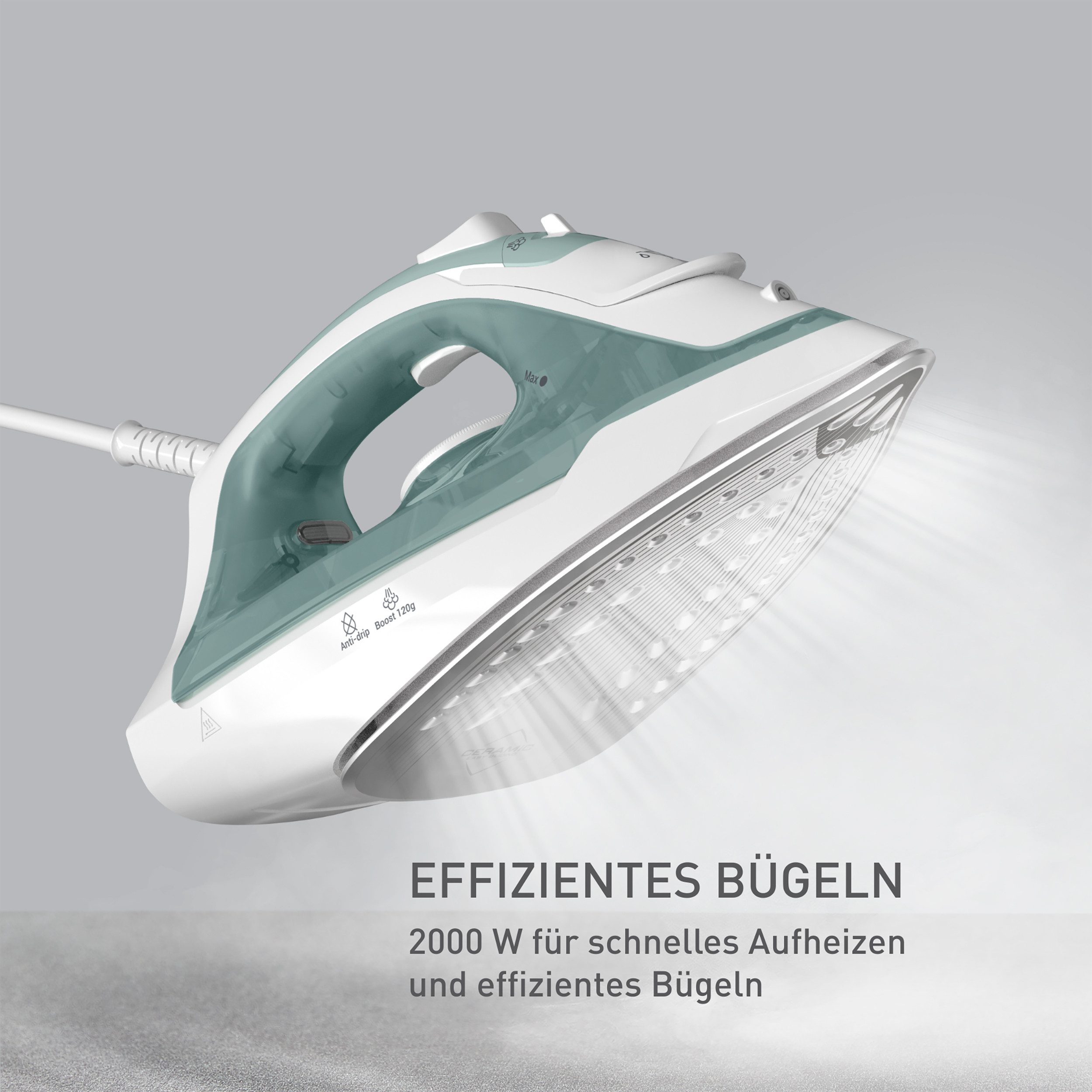 Tefal Dampfbügeleisen FV2C42 Virtuo 30, 2000 W, 27 g/Min. Dampfabgabe, 120 g/Min. Dampfstoß, Vertikaldampf – Bild 4 von 5