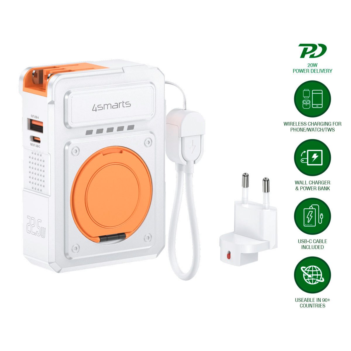 4smarts 4smarts 6in1 Hybrid Charger, Wireless Powerbank Induktions-Ladegerät