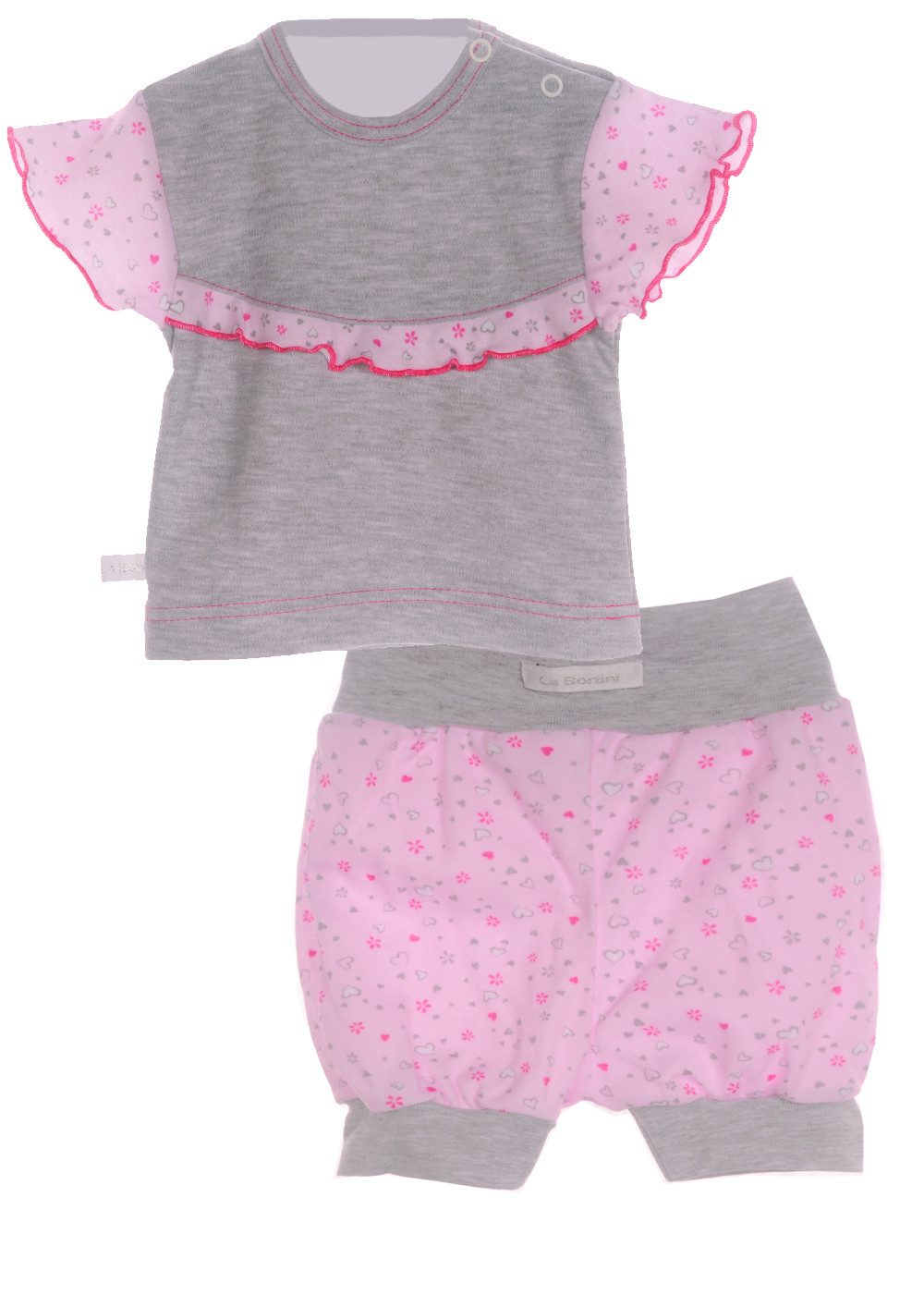 La Bortini Shirt & Shorts Baby Set 2Tlg Kurzarmshirt und kurze Hose aus reiner Baumwolle, 44 50 56 62 68 74 80 86 92 98