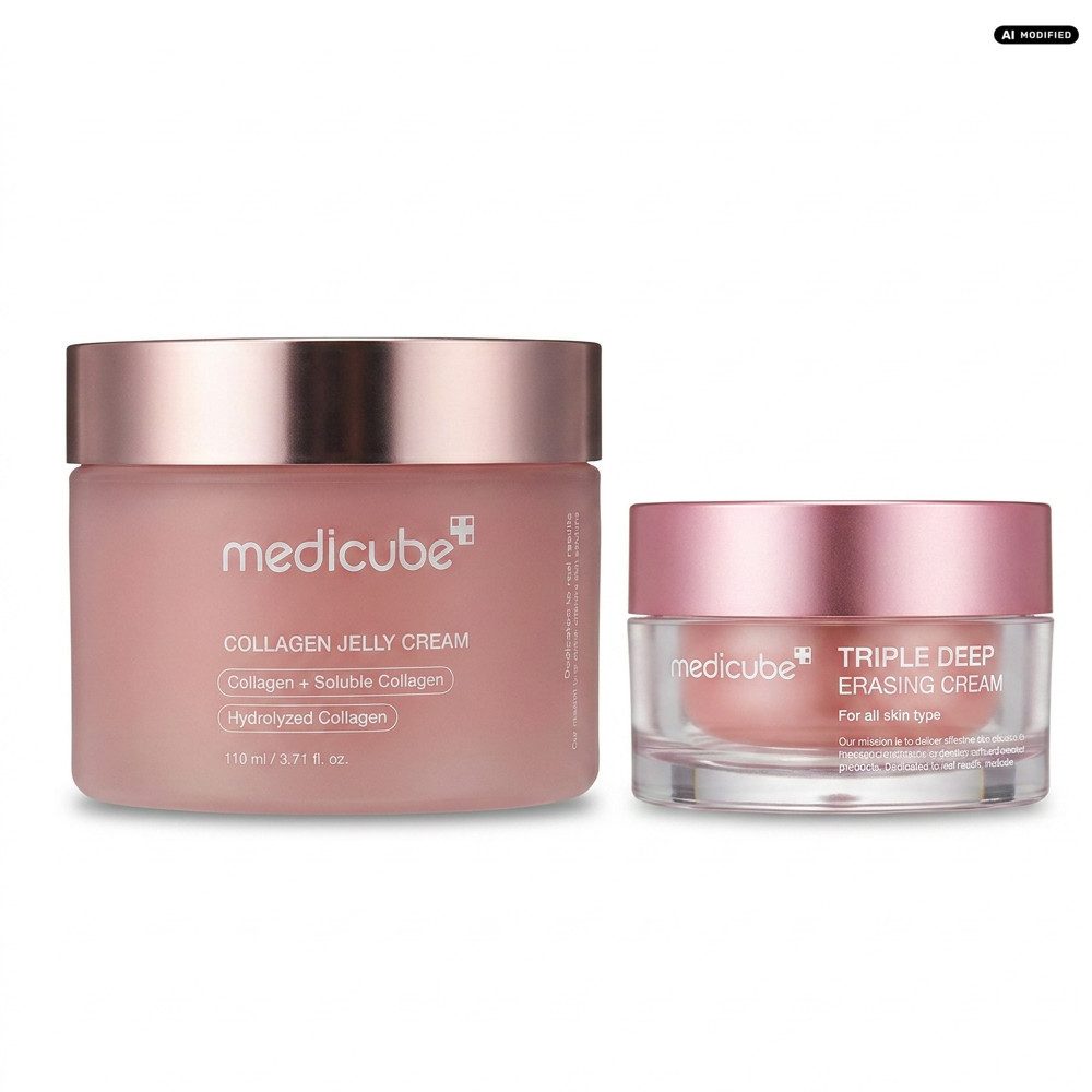 Medicube Gesichtsgel Medicube Collagen Jelly Cream und Triple Collagen Pflege Duo, Kollagen Pflege Duo für Feuchtigkeit und Straffung