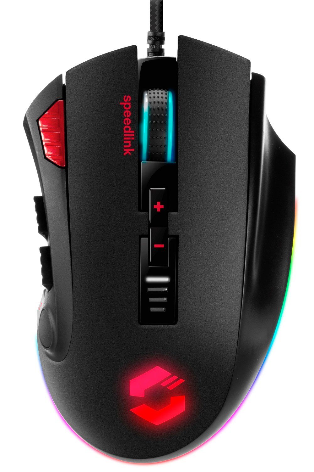 Speedlink TARIOS RGB USB Profi Gaming Maus Mouse Makros Gaming-Maus (1.000Hz, 12 programmierbare Tasten Lichteffekte 24.000dpi LED Beleuchtung)