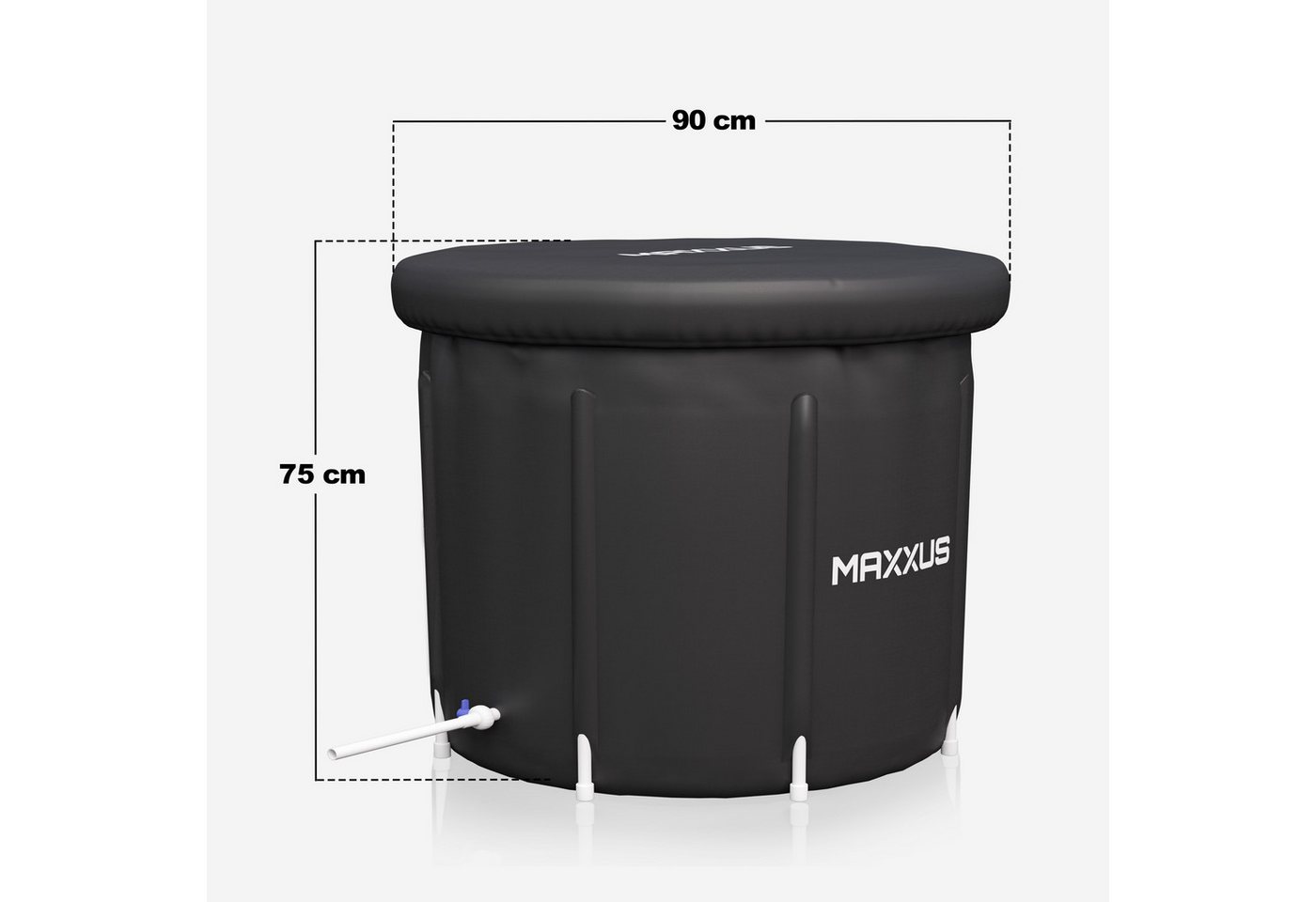 Thumbnail - MAXXUS Pool Eisbad - XL, 450L, 90 x 75 cm, mit Deckel, Pumpe, Tragbar - Eisfass (1-tlg)