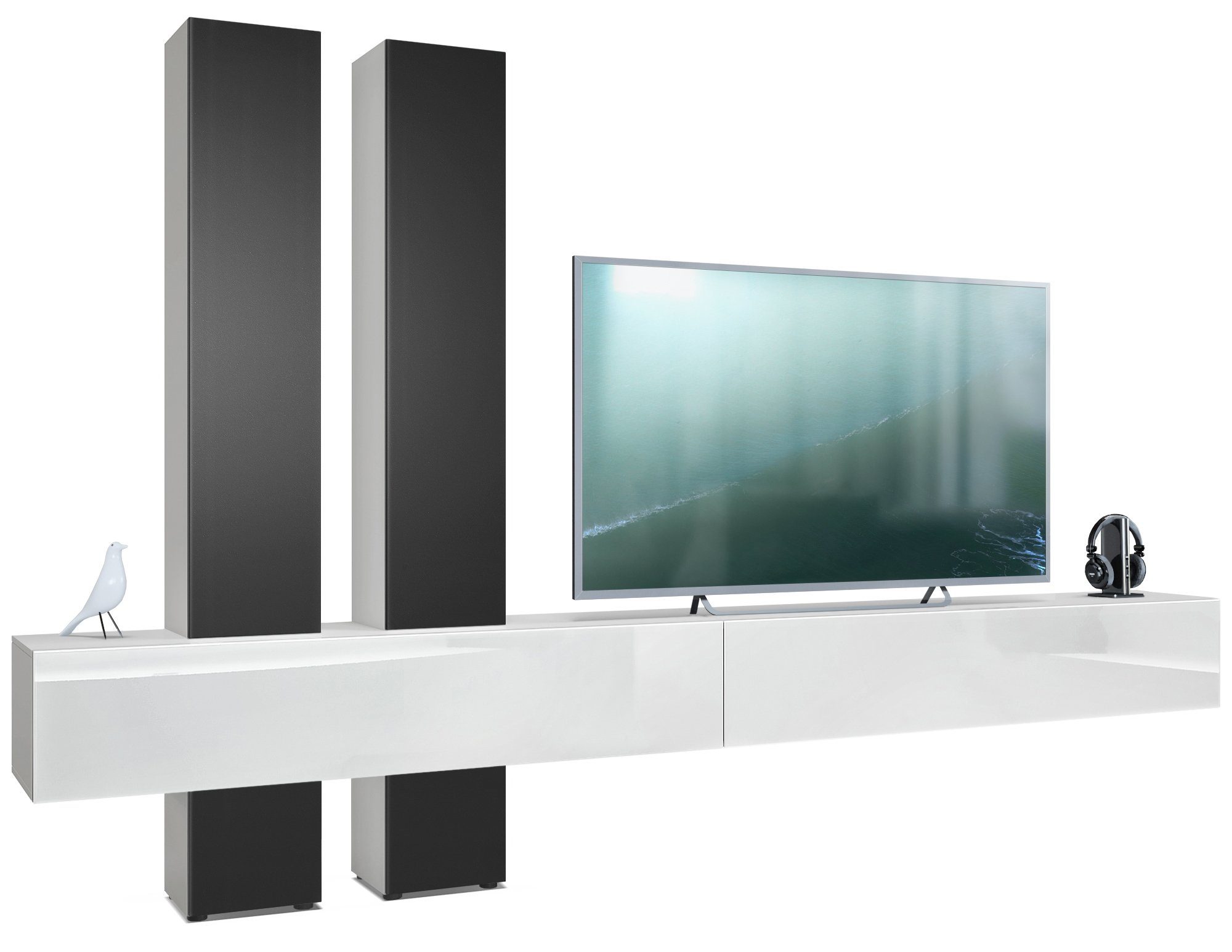 Vladon Wohnwand Moja, (Anbauwand, mit Rückwand mit 4 Türen und 2 Klappen), günstig online kaufen