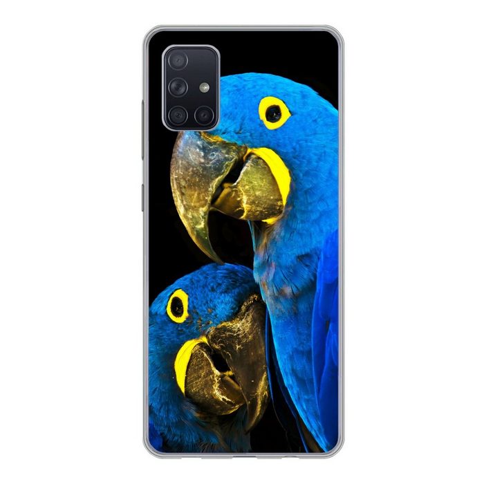 MuchoWow Handyhülle Papagei - Vogel - Federn - Blau Phone Case Handyhülle Samsung Galaxy A71 Silikon Schutzhülle
