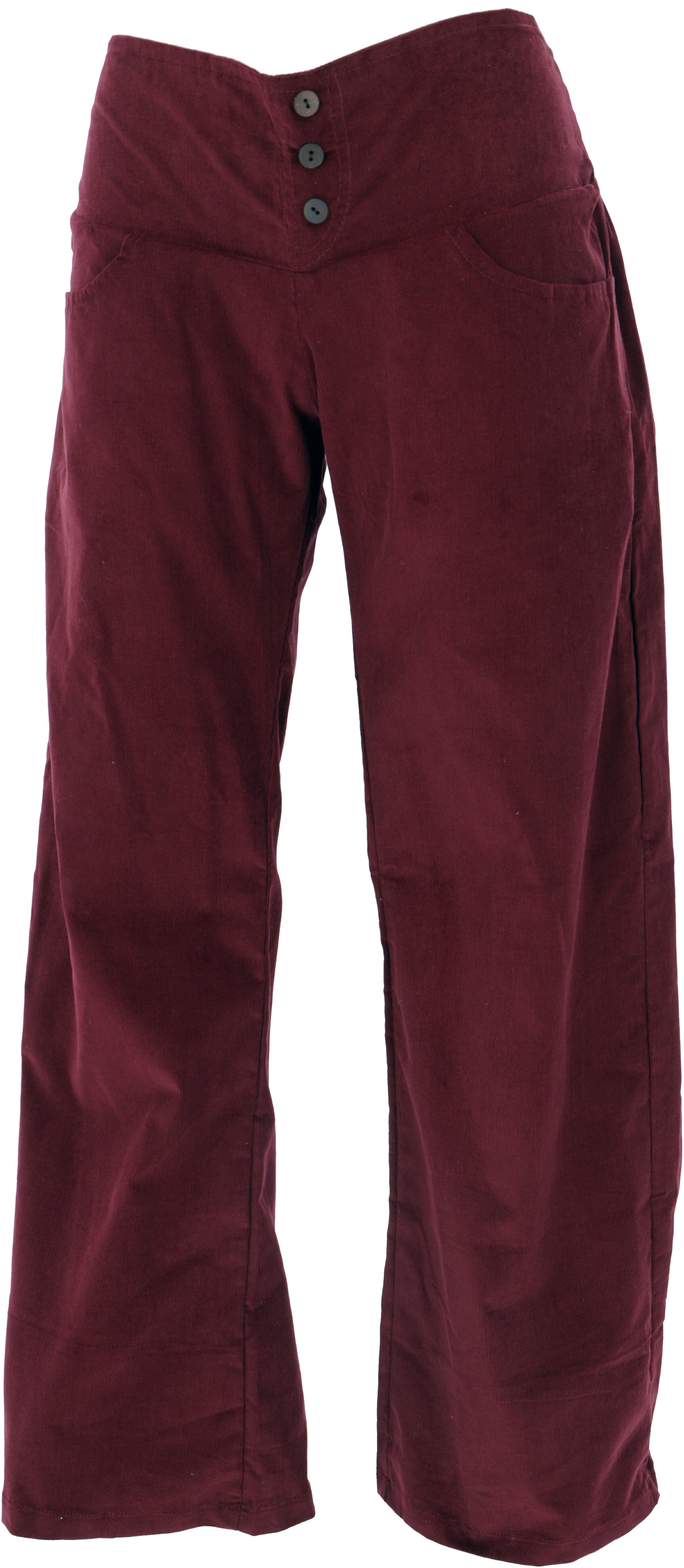 Guru-Shop Relaxhose Cordhose mit leicht ausgestelltem Bein - weinrot Ethno günstig online kaufen