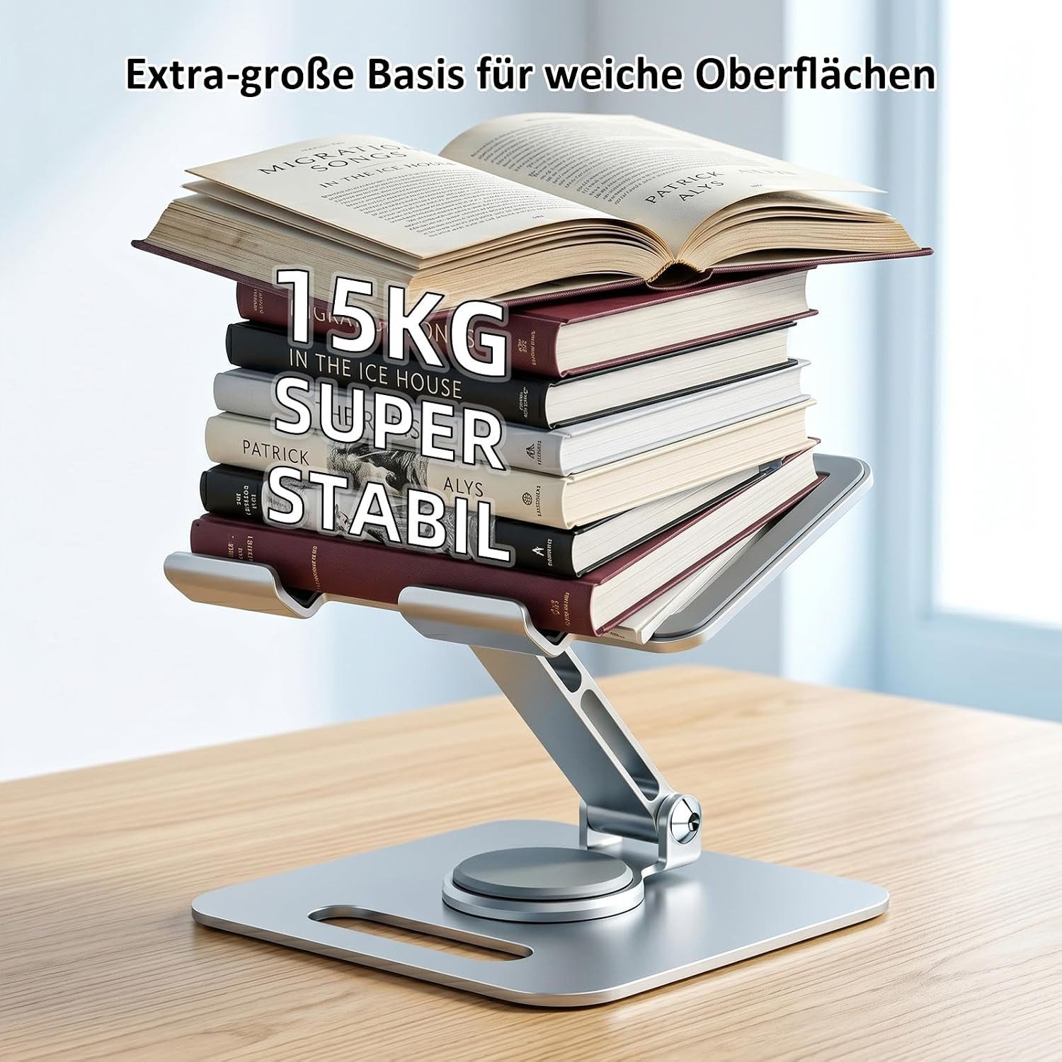 POCOJAO Tablet-Ständer Tablet Halterung höhenverstellbar 360° drehbar faltbar iPad Ständer, (bis 14 Zoll, Tablet-Ständer für Schreibtisch, faltbar, drehbar und  – Bild 3 von 5
