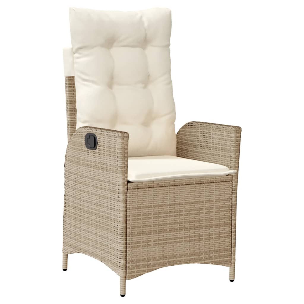 vidaXL Garten-Essgruppe 9-tlg. Garten-Essgruppe mit Kissen Beige Poly Rattan, (8-tlg)