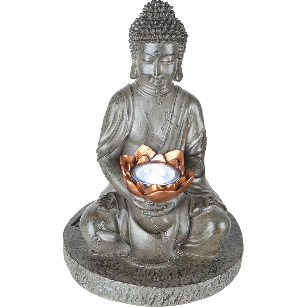 GLOBO LIGHTING LED Dekofigur, LED-Leuchtmittel fest verbaut, Warmweiß, LED Solarlampe Lampe Leuchte beleuchtete Skulptur Buddha Kunststoff
