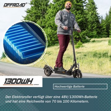 ZWHEEL E-Scooter S8 Offroad bis zu 100km Reichweite,mit Straßenzulassung, 500,00 W, 20,00 km/h, (Packung), 10“ Zoll Luftreifen Faltbarer Elektroroller mit 1300Wh Akku