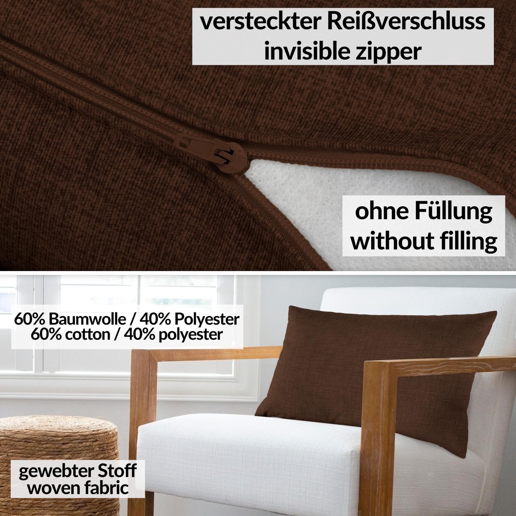 ANRO Dekokissen MrJack Kissenbezug Leinenoptik Deko Kissen Uni, Kissenbezug 30x50cm ohne Füllung Dunkelbraun