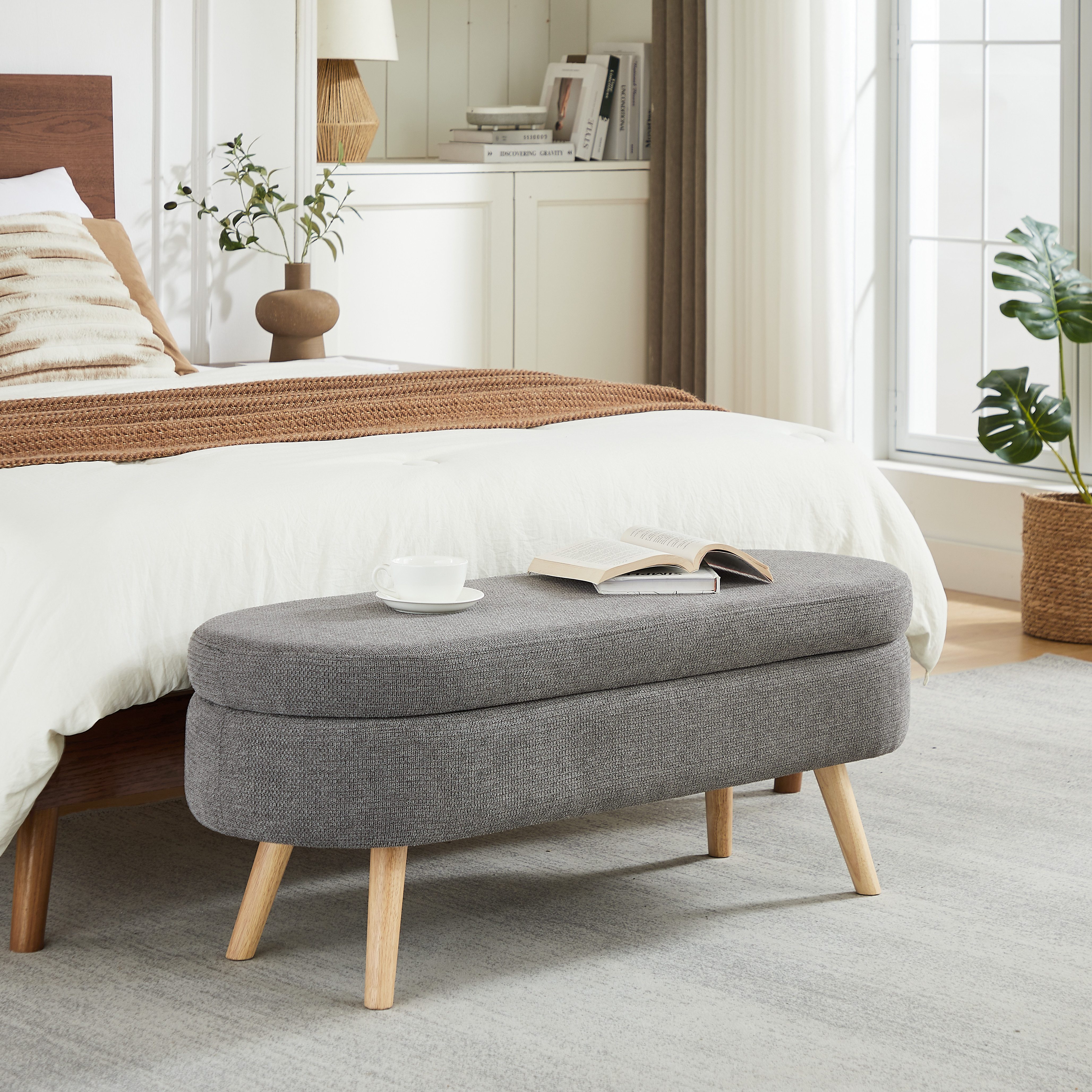 OKWISH Sitzbank für Schlafzimmer, Flur oder Wohnzimmer (110 cm lange moderne Bank mit Chenille-Bezug, 1-St., 110*40*42cm)