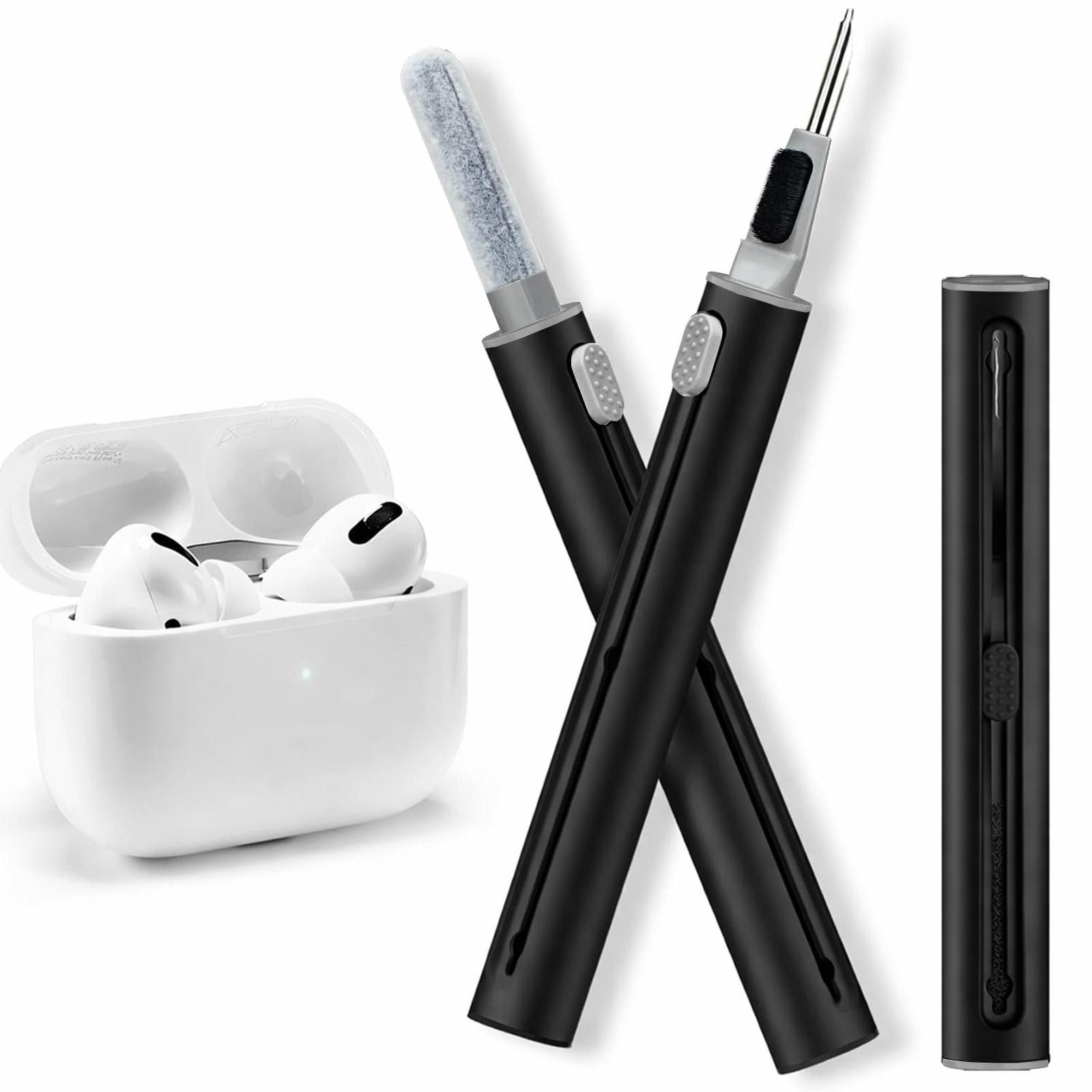 CoolGadget Reinigungs-Set Universal für Kopfhörer Gitter und Ladecase Box, (Metallspitze & Bürste, 3in1 Reiniugungsstift), zur gründlichen Reinigung von z.B. AirPods & Ladehülle