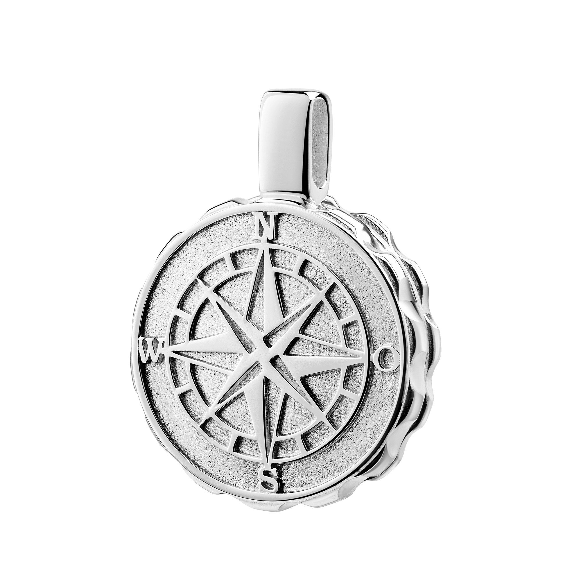 JEVELION Medallionanhänger Outdoor-Medaillon Kompass Silber -Feuchtigkeitsschutz- Made in Germany (robustes Amulett, für Damen und Herren), Mit Kette Sterlingsilber - Länge wählbar 36 - 70 cm