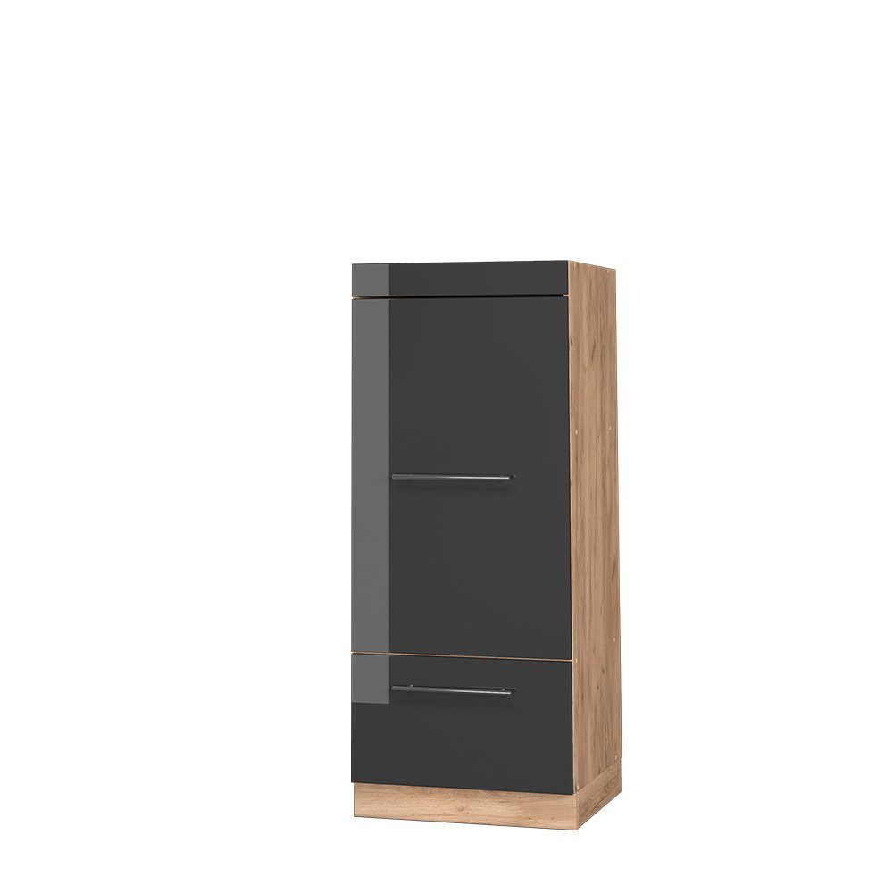 Vicco Mikrowellenschrank Fame-Line Anthrazit Hochglanz/Goldkraft Eiche 60 c günstig online kaufen