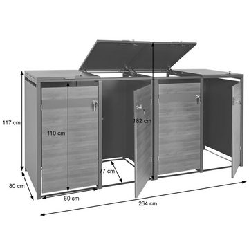 MCW Mülltonnenbox MCW-J82-4 (4 St), Für 4 Mülltonnen mit 80 bis 240L Fassungsvermögen, abschließbar
