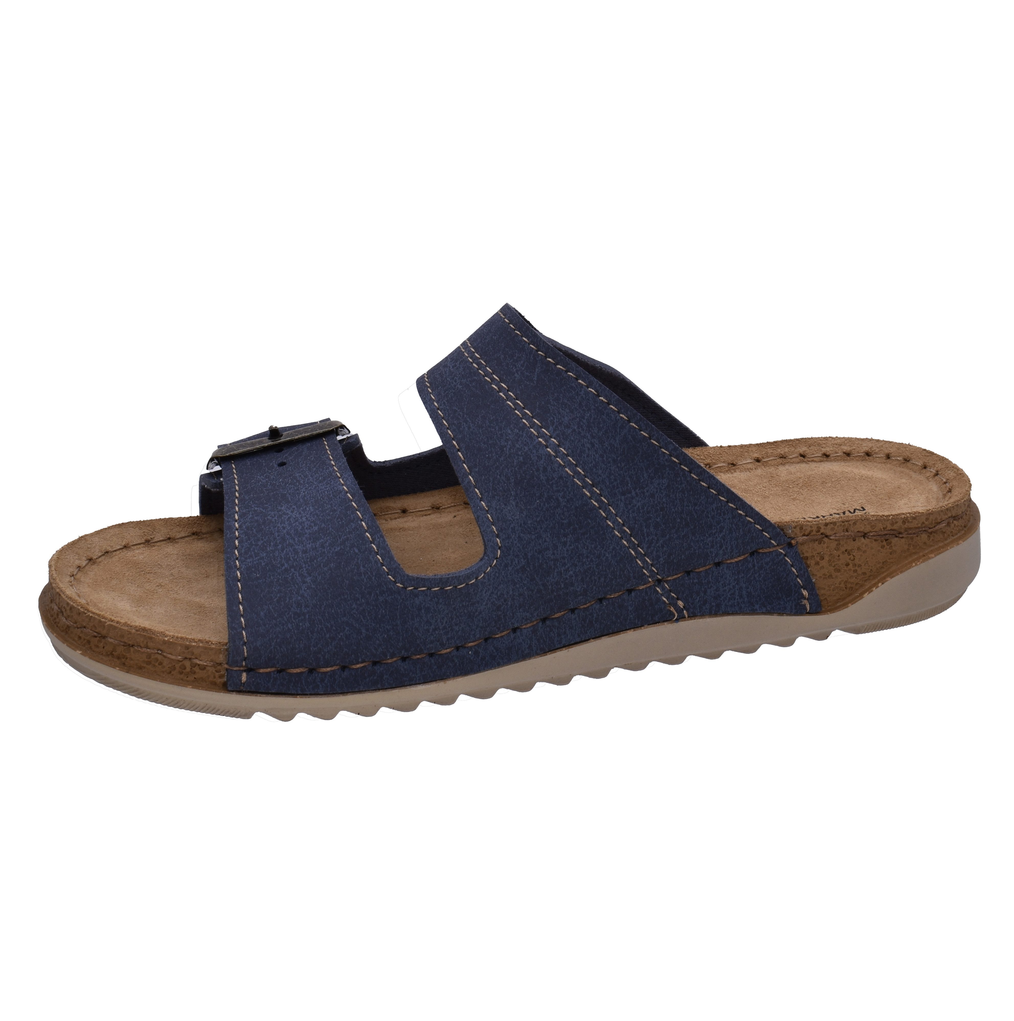 Fischer-Markenschuh Sarah Pantolette aus Nappalino (Lederimitat), mit Fleecefutter, gepolstertes Lederfußbett