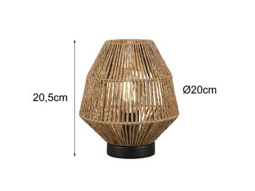 meineWunschleuchte LED Nachttischlampe, Dimmfunktion, LED wechselbar, warmweiß, klein-e Fensterlampe Fensterbank Boho Lampenschirm aus Papier, H 20cm