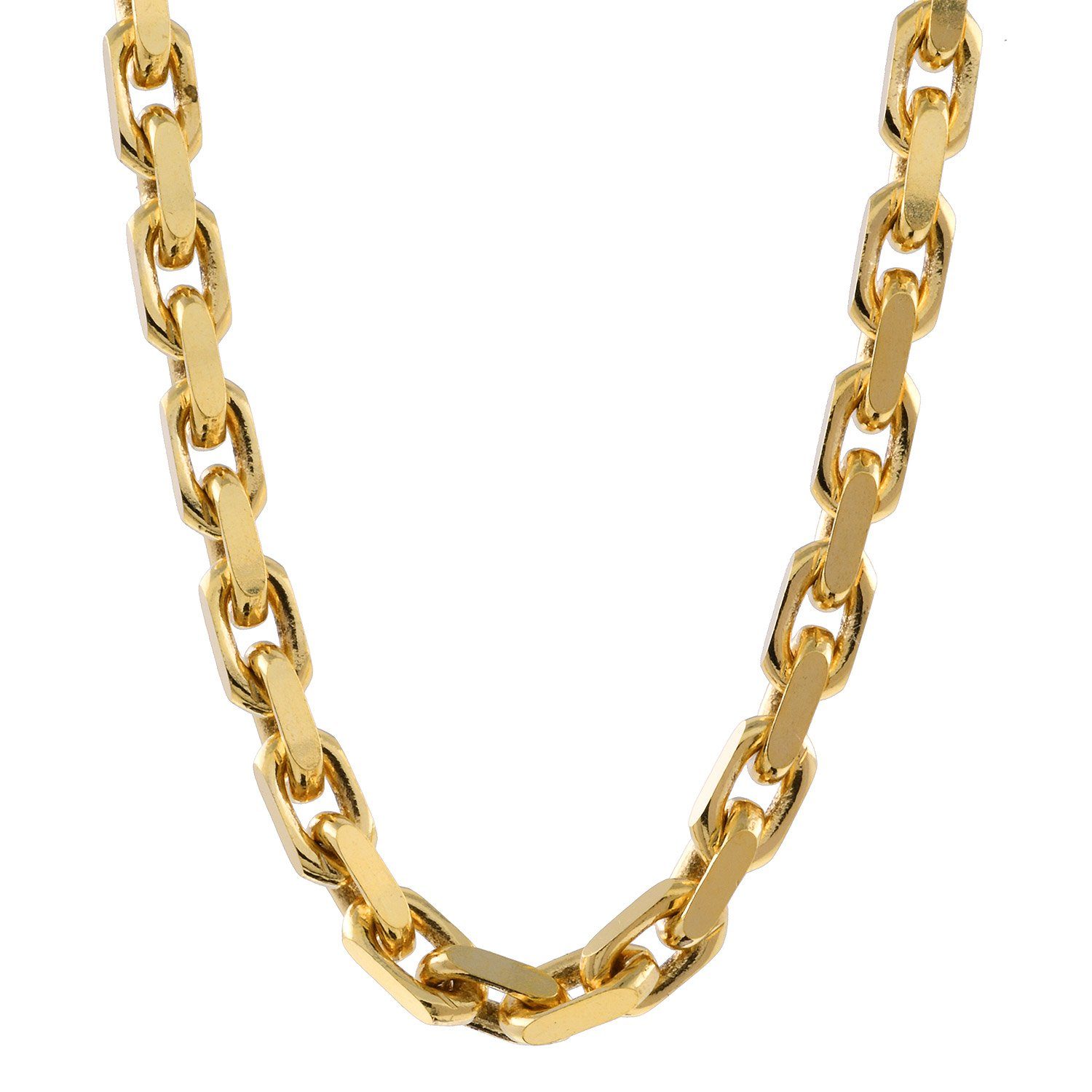 HOPLO Goldkette Ankerkette diamantiert Länge 55cm - Breite 2,5mm - 750-18 Karat Gold, Made in Germany