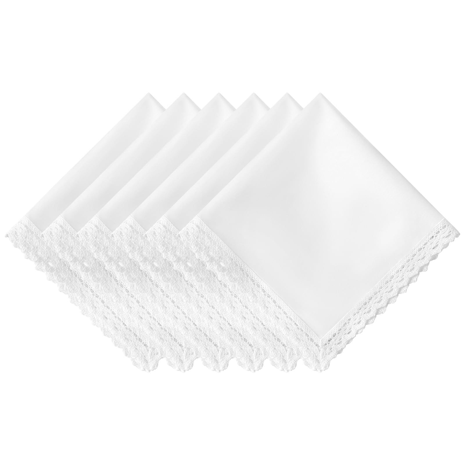 FOUORTUNATE-BEE Taschentuch Weiß Spitzen Taschentücher für Damen 28x28cm, (6-St)