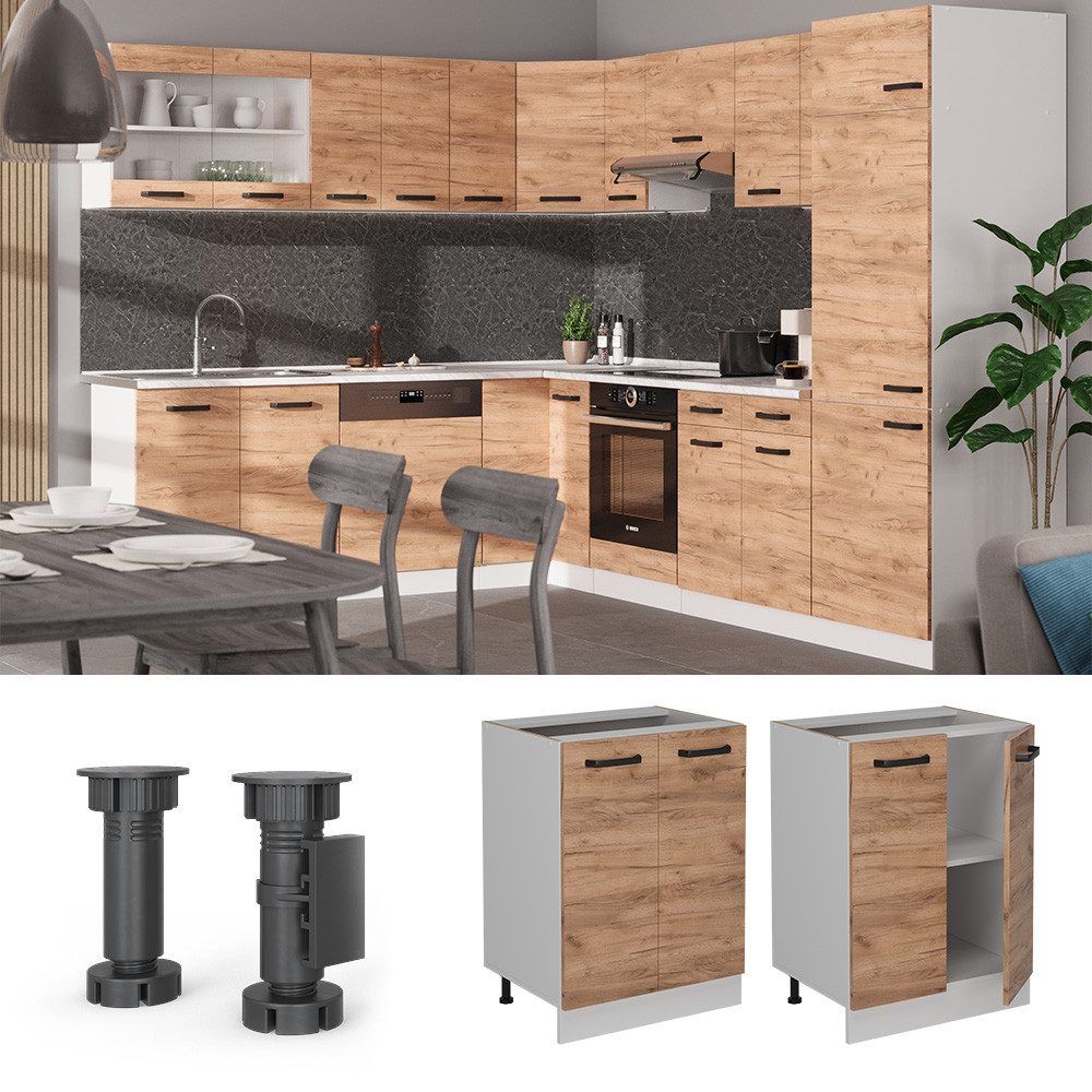 Vicco Unterschrank R-Line, Goldkraft Eiche/Weiß, 60 cm ohne Arbeitsplatte (1-St)