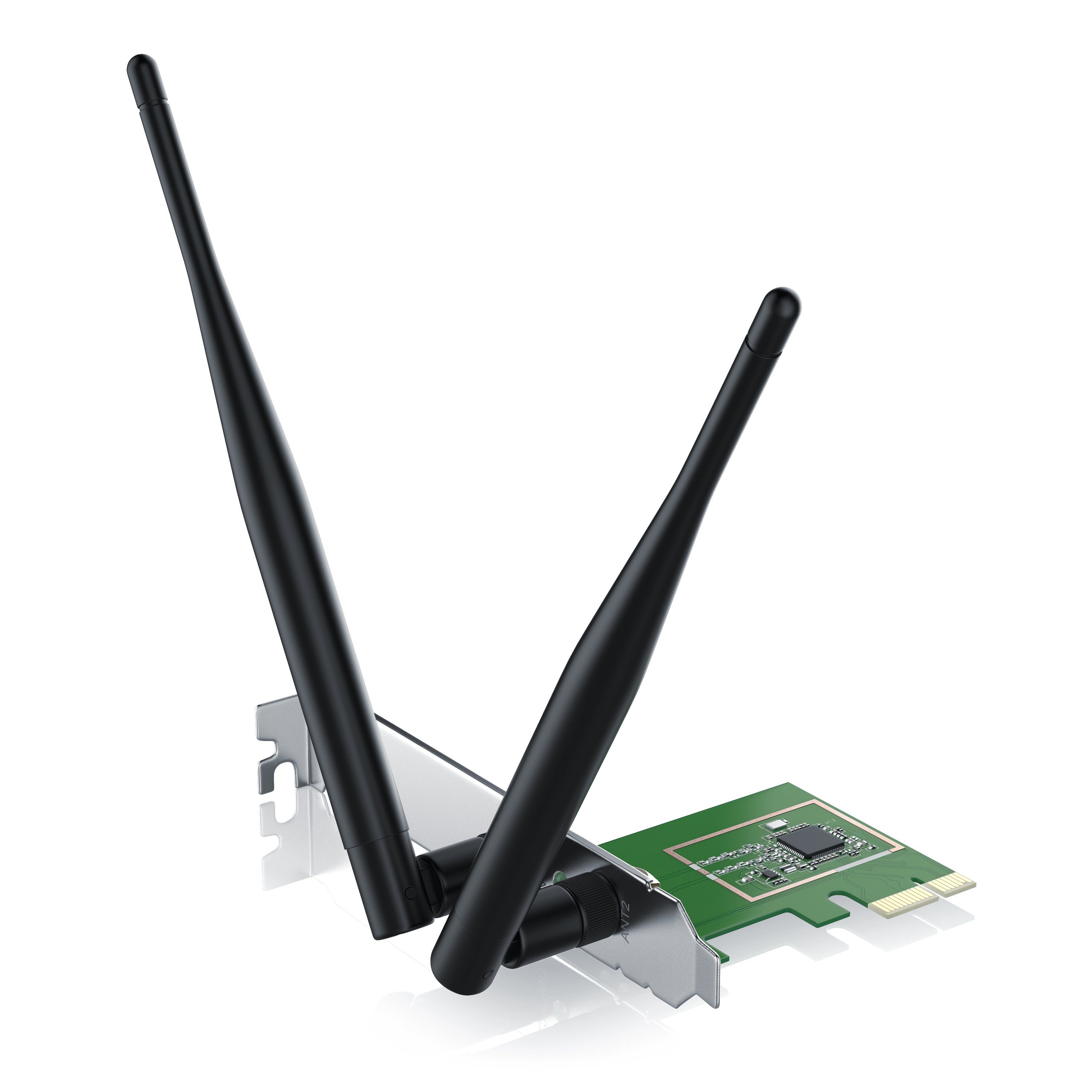 CSL Netzwerk-Adapter, 300 Mbit/s PCIe 2,4 GHz WLAN Netzwerkkarte 2T2R, Doppelantenne