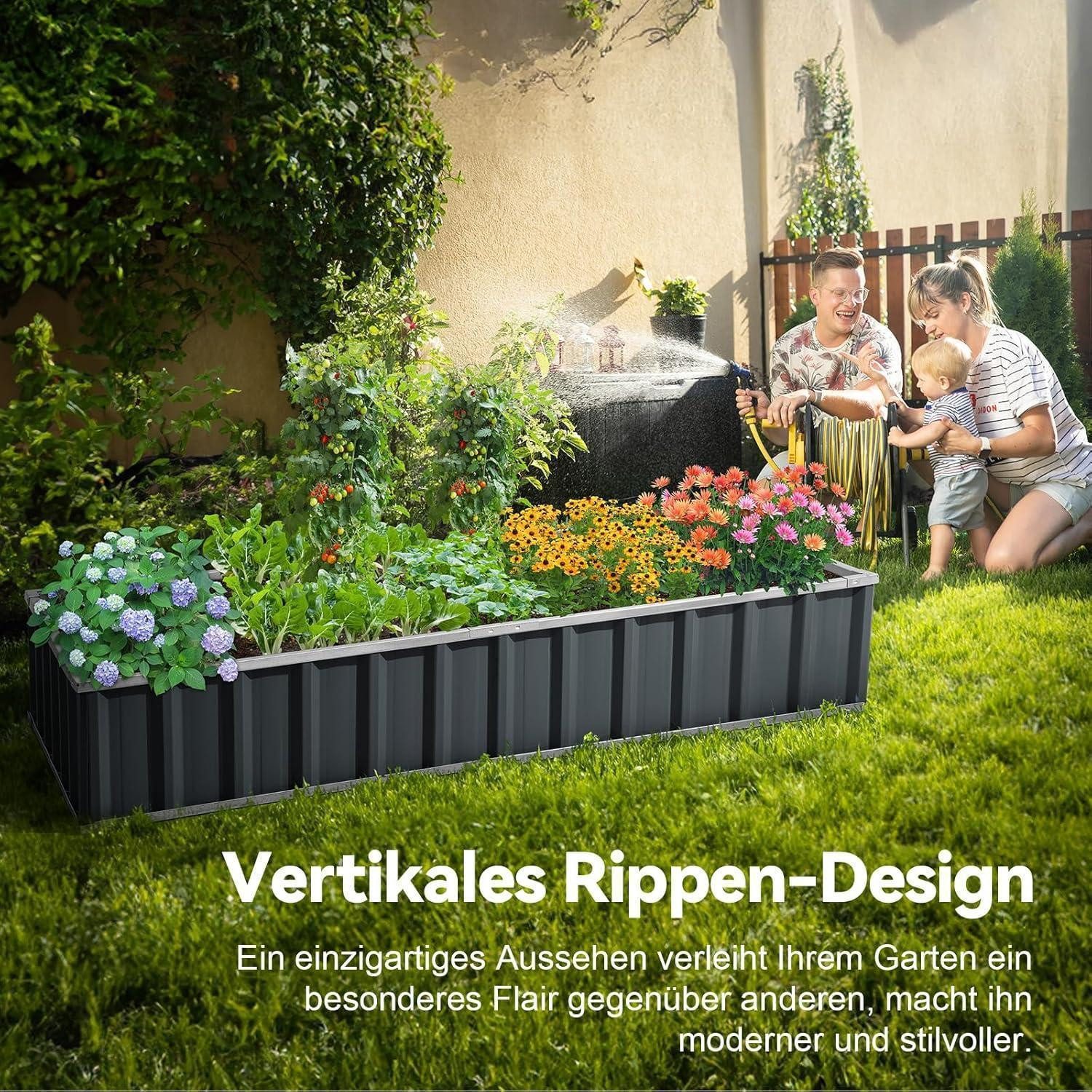 KING BIRD Hochbeet Hochbeet Metall 174x90x30cm,Pflanzkübel Blumenkasten T-Etiketten