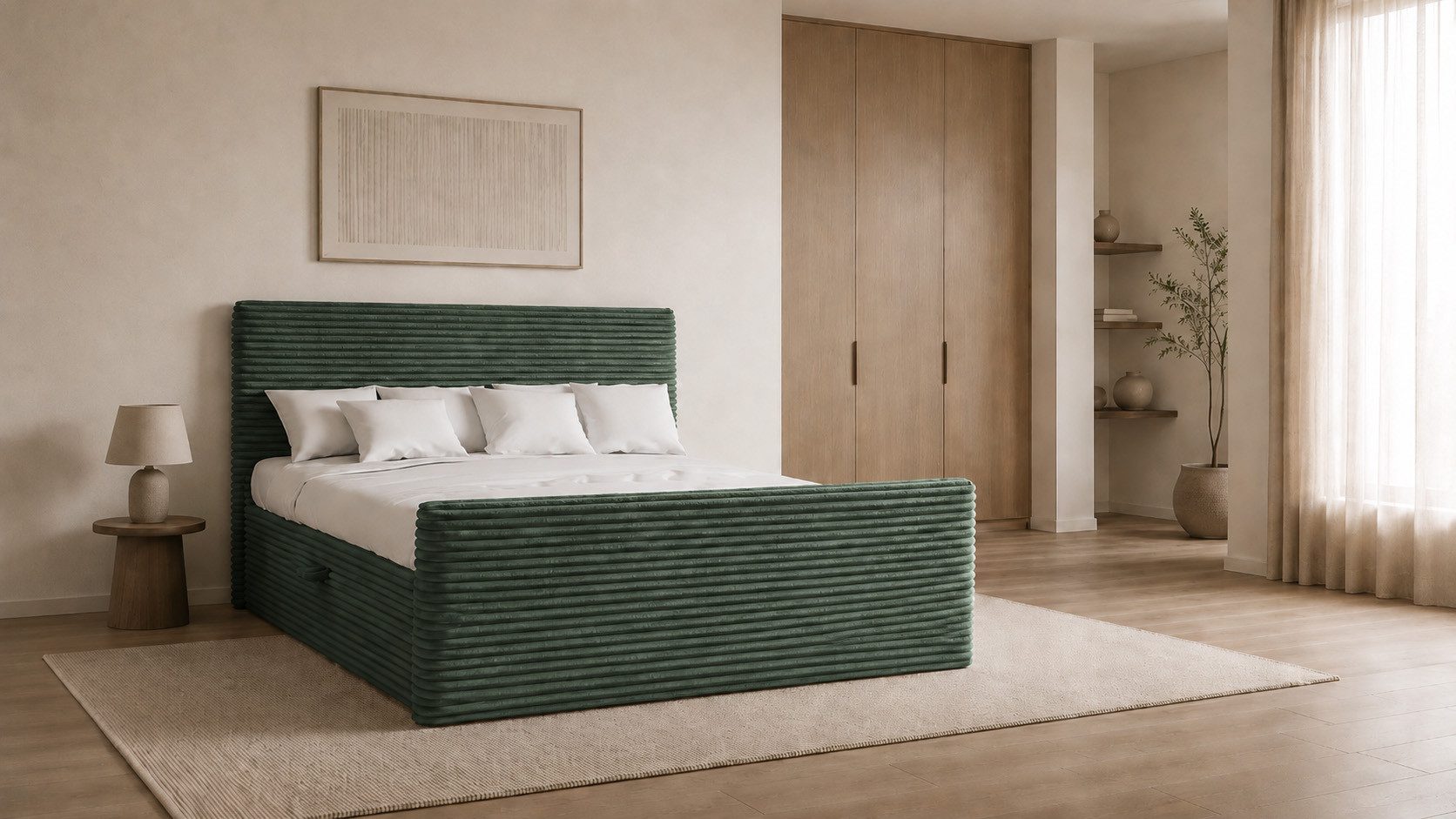 Kaiser Möbel Boxspringbett Trento mit Bettkasten, Topper und Bonellmatratze, VELO Stoff (Komplett-Set (Bettgestell, Matratze, Topper), mit Topper mit Bettkasten antibakterieller Bezug einfache Montage