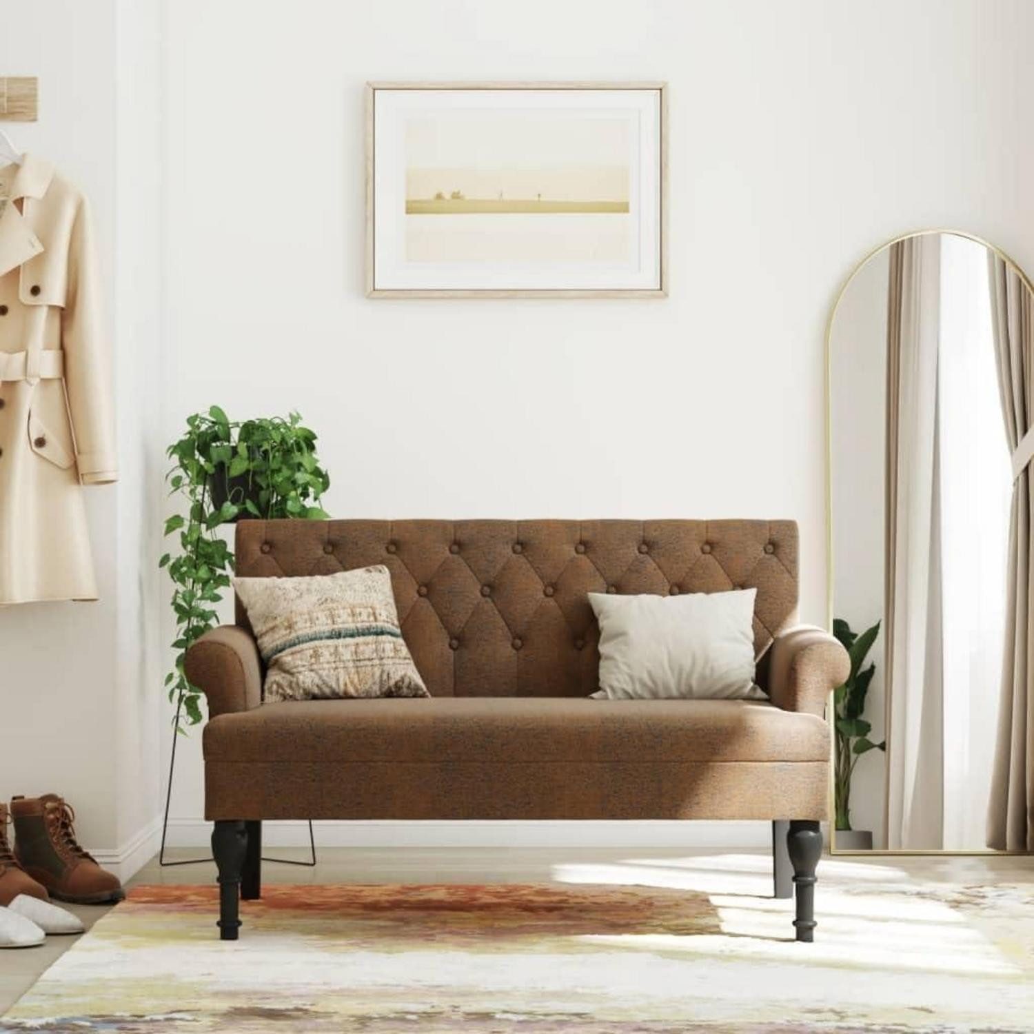 LuxusKollektion 2-Sitzer Sofa 2 Sitzer Retro Stil Wildleder Optik 120 x 62 x 75.5 cm Braun