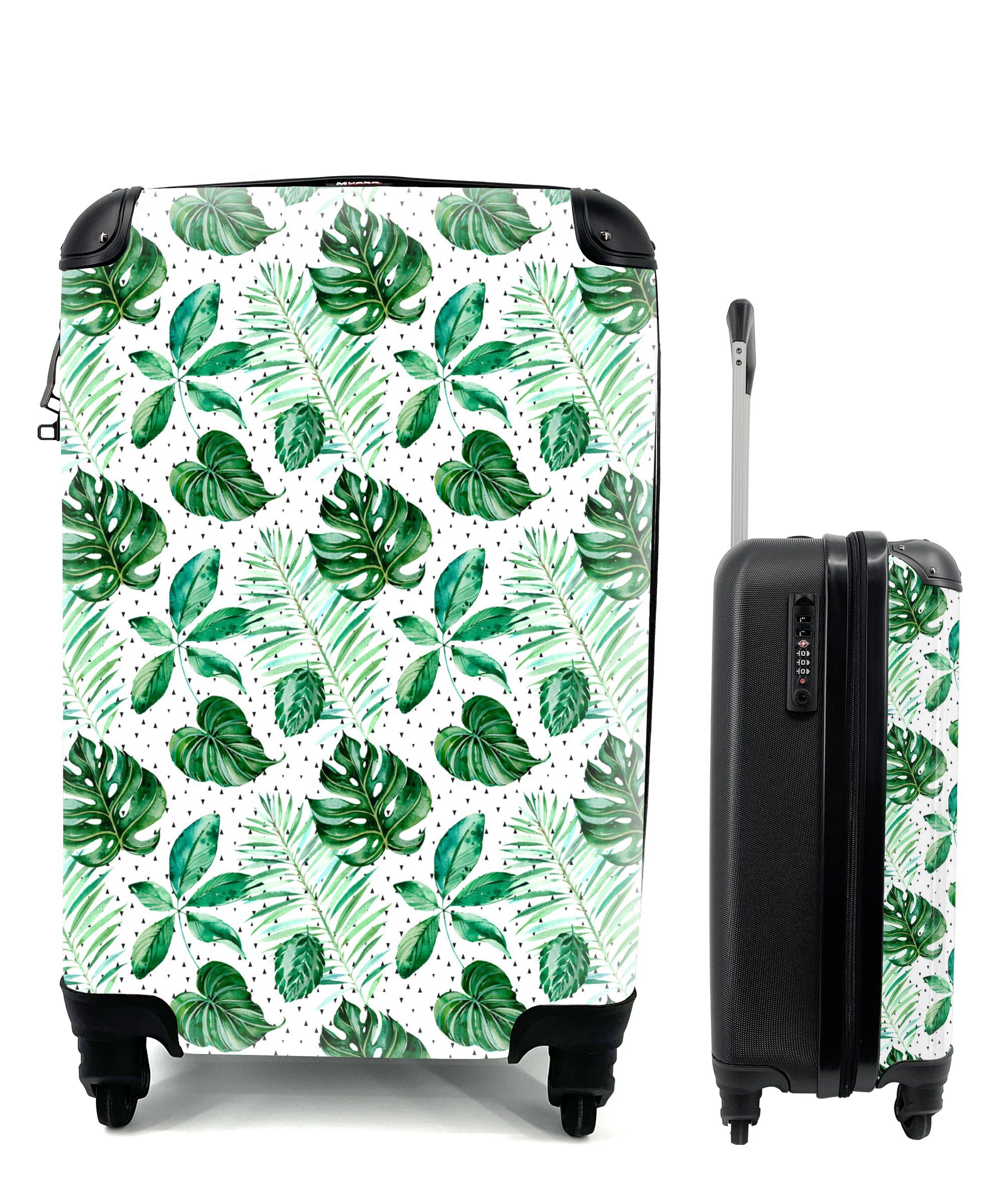 Reisekoffer MuchoWow Reisetasche Handgepäckkoffer mit Blatt Vintage - Ferien, Rollen, Handgepäck Trolley, 4 - Pflanzen, rollen, für