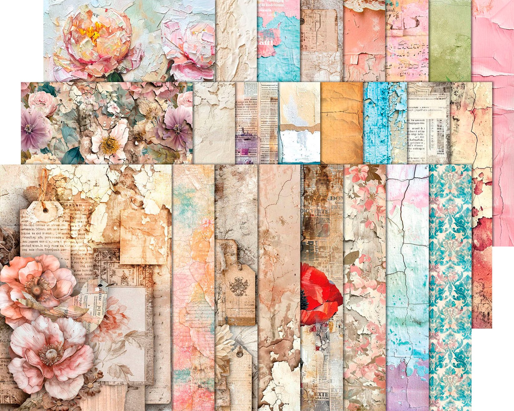 Ciao Bella Seidenpapier Tissue paper set Wild Blossom, A5, 24 Blatt