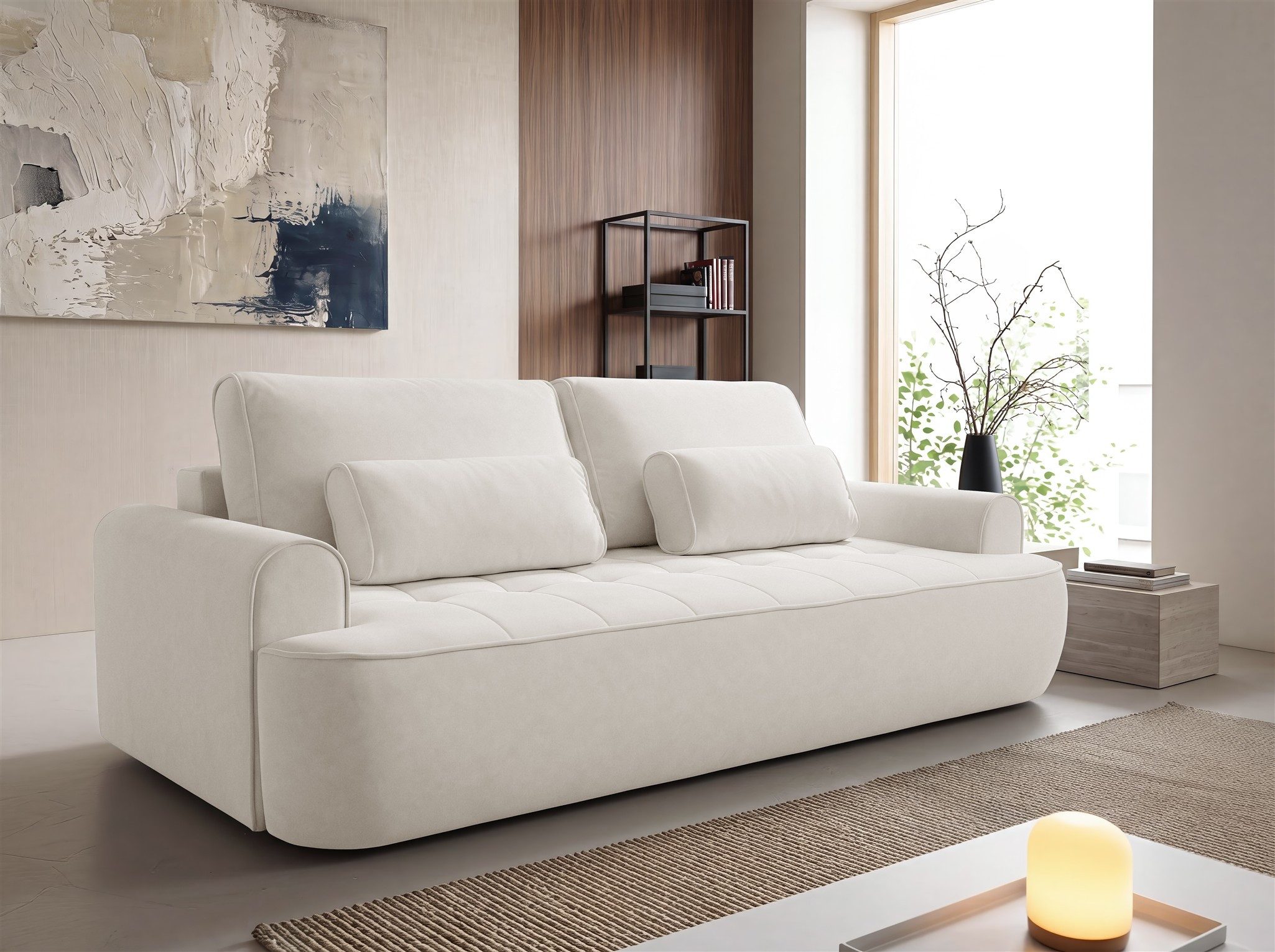 Fun Möbel 3-Sitzer Sofa mit Schlaffunktion HUNTER in Stoff, Sofa rücken echt bezogen