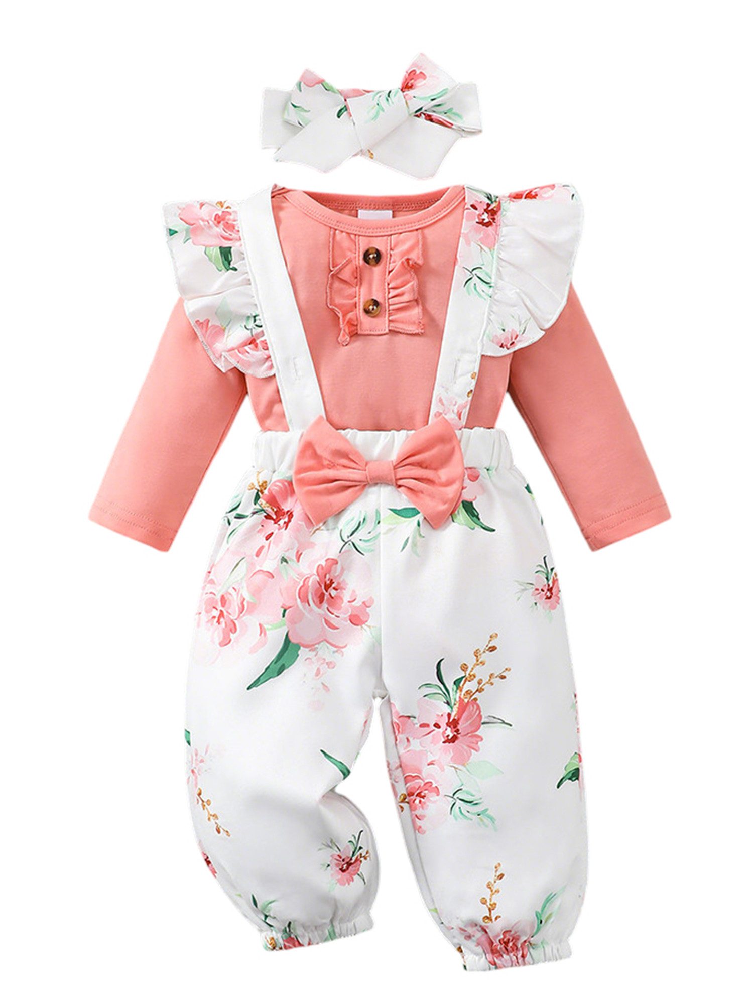 Strampler Baby Mädchen Süßes Set Blumen Langarm Babykleidung Casual Anzug