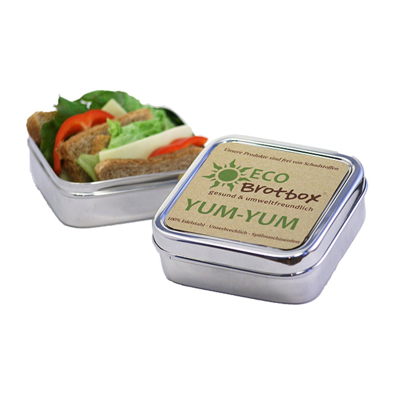 ECO Brotbox Lunchbox Classic Edelstahl Brotbox 13 x 13 x 4,5 cm, Edelstahl