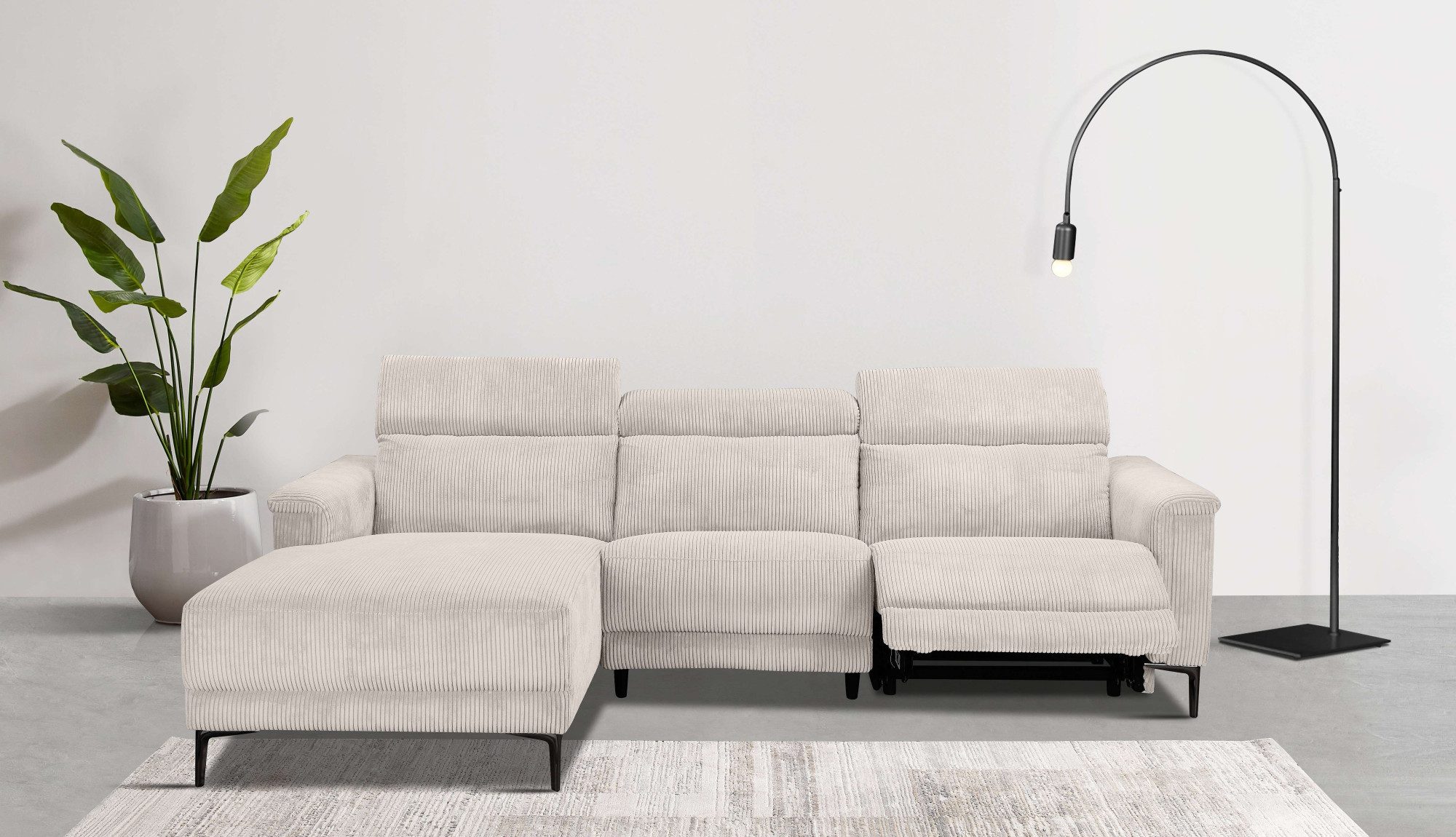 Home affaire Ecksofa LUND Cord, L-Form, 261 cm, man. o. elektr. Relaxfunktion (mit USB-A), USB-C bei elektrischer Варианты und Kopfteilverstellung