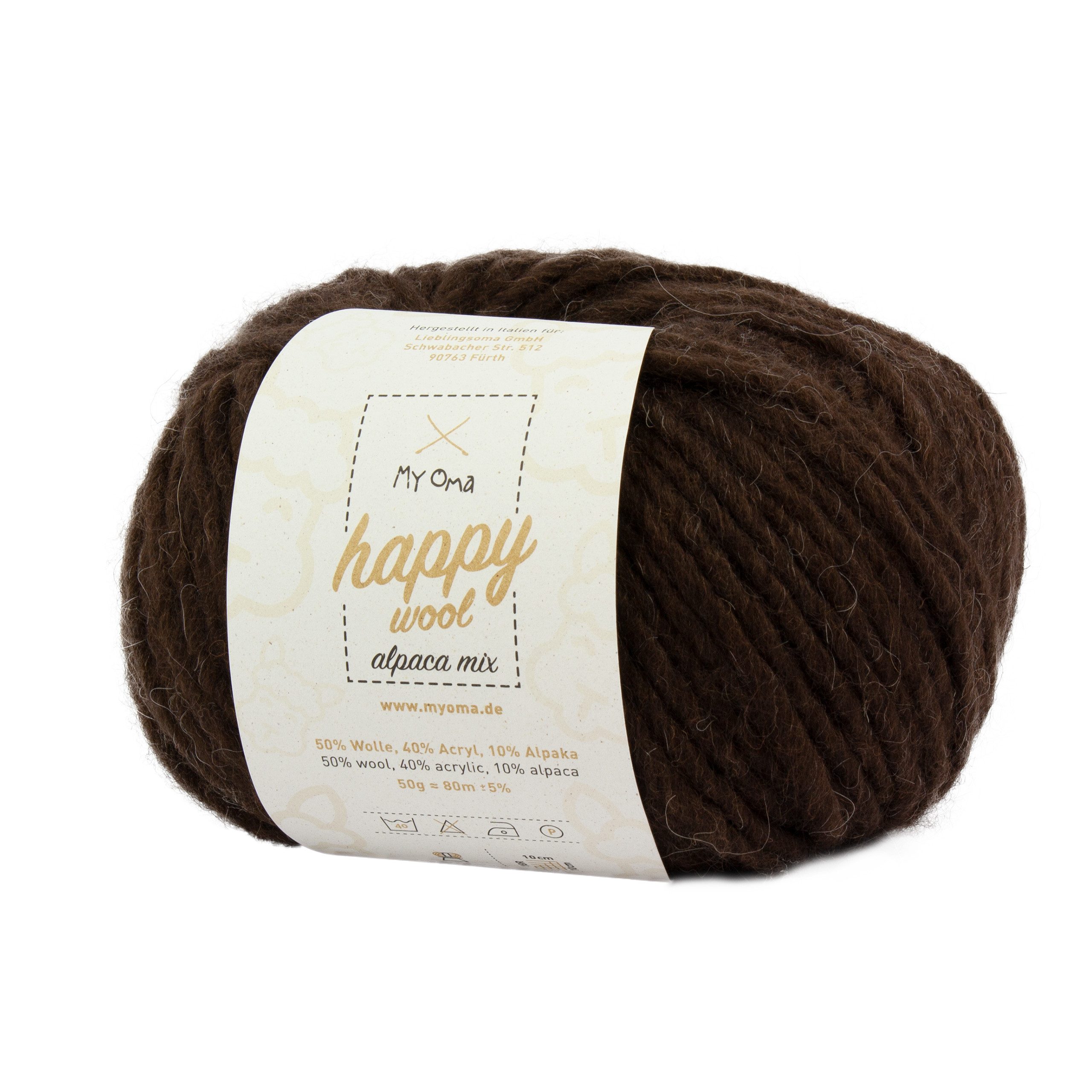 MyOma Alpacawolle Happy Wool Alpaca Mix - Alpakawolle zum Stricken, Häkelwolle, 80,00 m (50g, 1-St., zum Stricken und Häkeln, Wolle zum Handarbeiten), Schnellstrickgarn