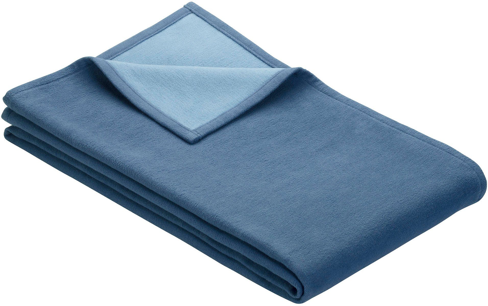 Wohndecke Cotton Pur, IBENA, in trendigen Farben blau/hellblau