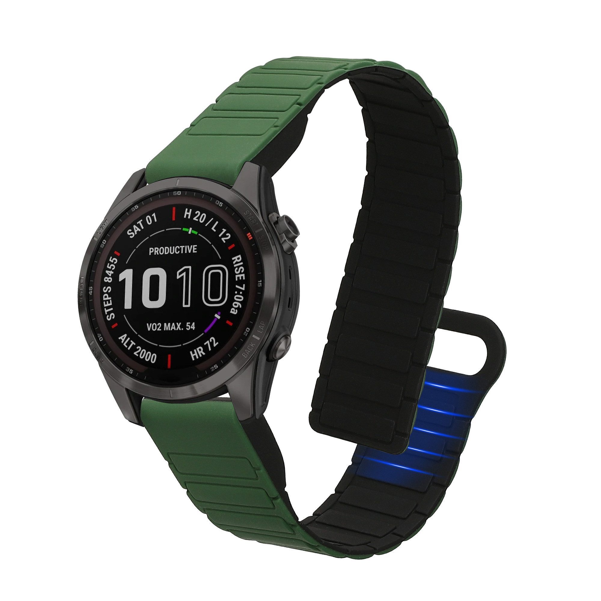 kwmobile Ersatzarmband für Garmin Fenix 8 43mm / Fenix 7S / 7S Pro / 7S Solor / Smartwatch, 1-tlg., Fitnesstracker Silikon Band mit Magnetverschluss