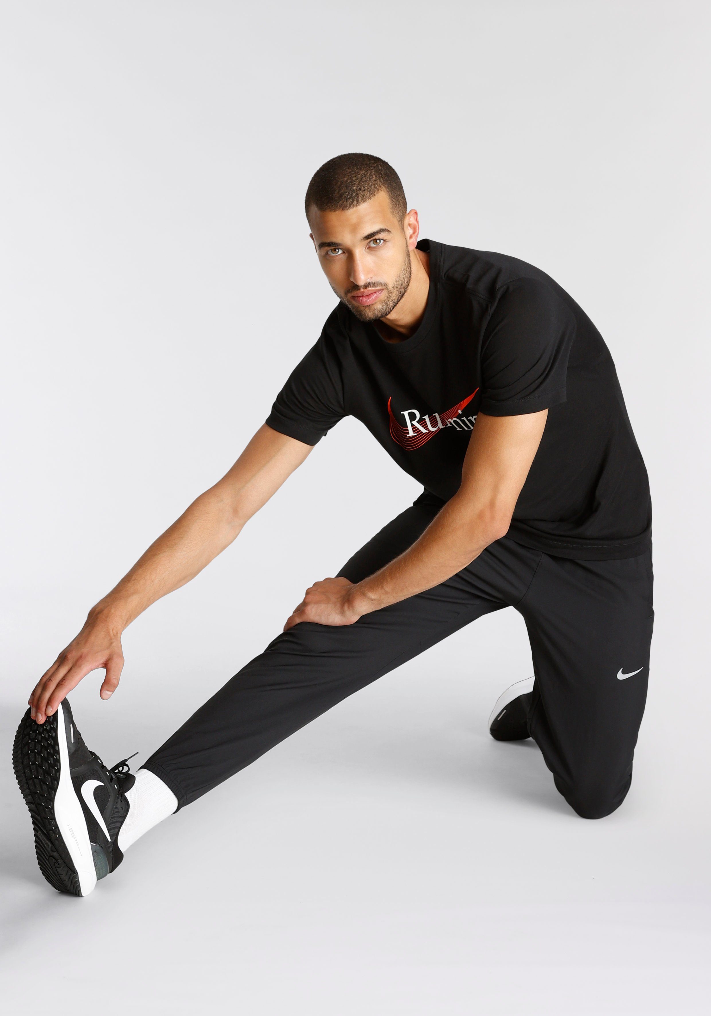 BLACK Laufshirt Nike T-SHIRT DRI-FIT RUNNING MEN'S
