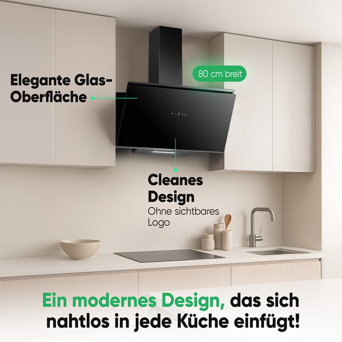 BOMANN Kopffreihaube DU 7612 G DU 7612 G, Dunstabzugshaube 80cm, für Umluft und Abluft