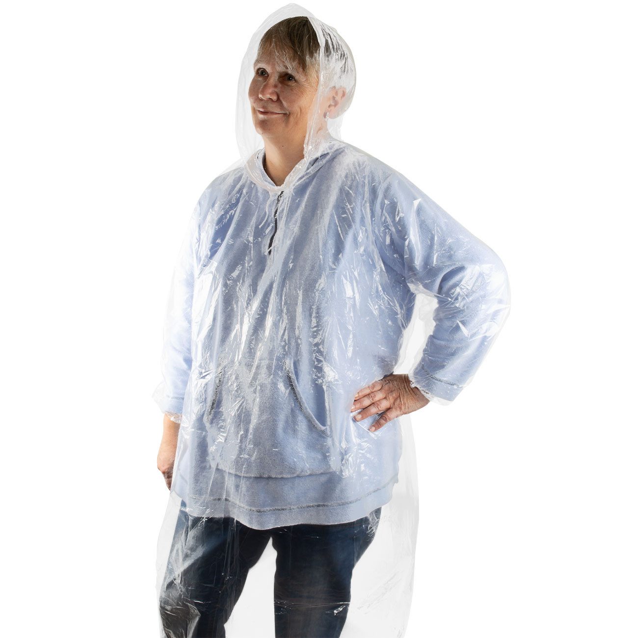 Viva living Regenponcho Regenponcho mit Kapuze Transparent Einheitsgröße Notfall Regencape (4-St., 1er-Set & 4er-Set & 8er-Set & 16er-Set) Einheitsgröße, transp – Bild 3 von 3