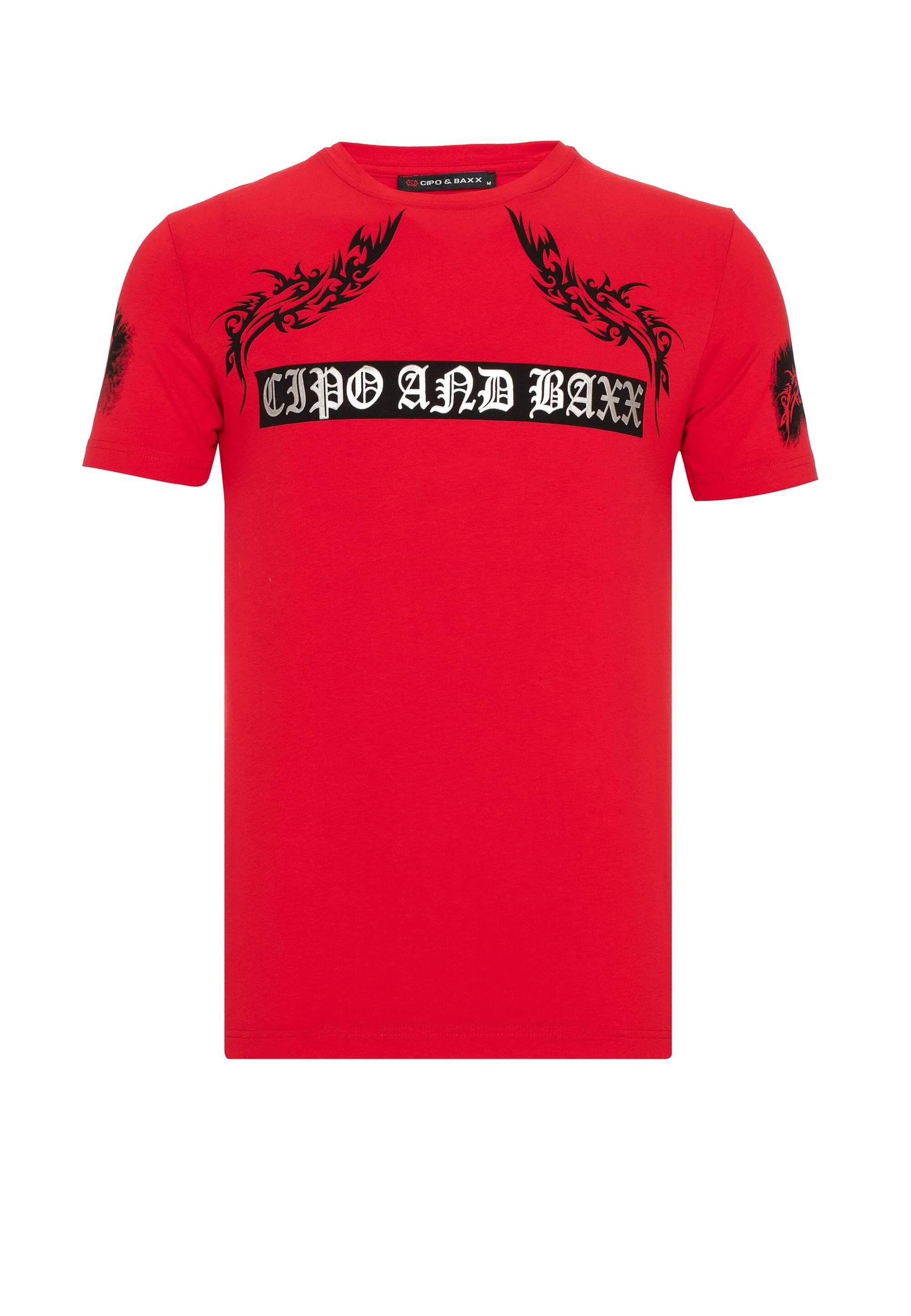 Cipo & Baxx T-Shirt im Slim Fit-Schnitt rot